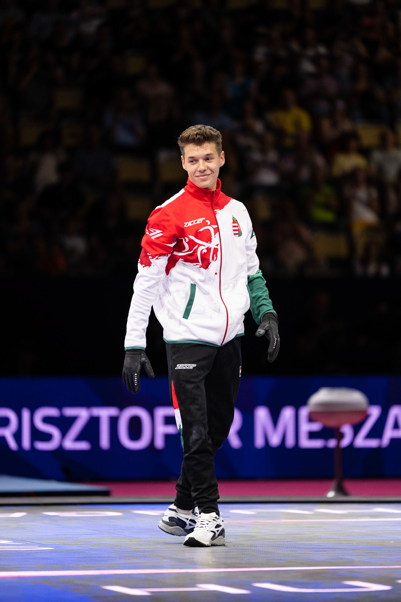 European Championships 2022, Apparatus Final, Presentation of AthletesDepicted: Krisztofer MészárosPhoto taken in Munich, DEU on 2022-08-21Photo credits should read: Norman Seibert, CC BY-SA 4.0NIKON Z 9, NIKKOR Z 70-200mm f/2.8 VR S¹⁄₈₀₀ Sek. bei ƒ / 2,8File: DSC_7432.NEF