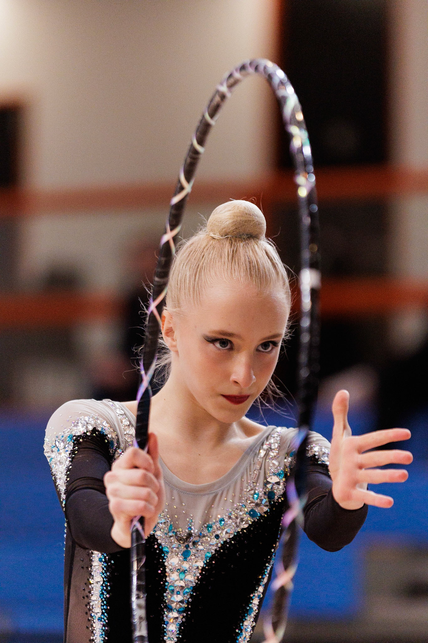 Gymnastik International, Team Competition Junior gymnasts, HoopDepicted: Xenia BenkovitsovaPhoto taken in Fellbach, DEU on 2023-03-04Photo credits should read: Norman SeibertCanon EOS R3, EF70-200mm f/2.8L IS II USM¹⁄₁₂₅₀ Sek. bei ƒ / 2,8File: _V7A0520.CR3