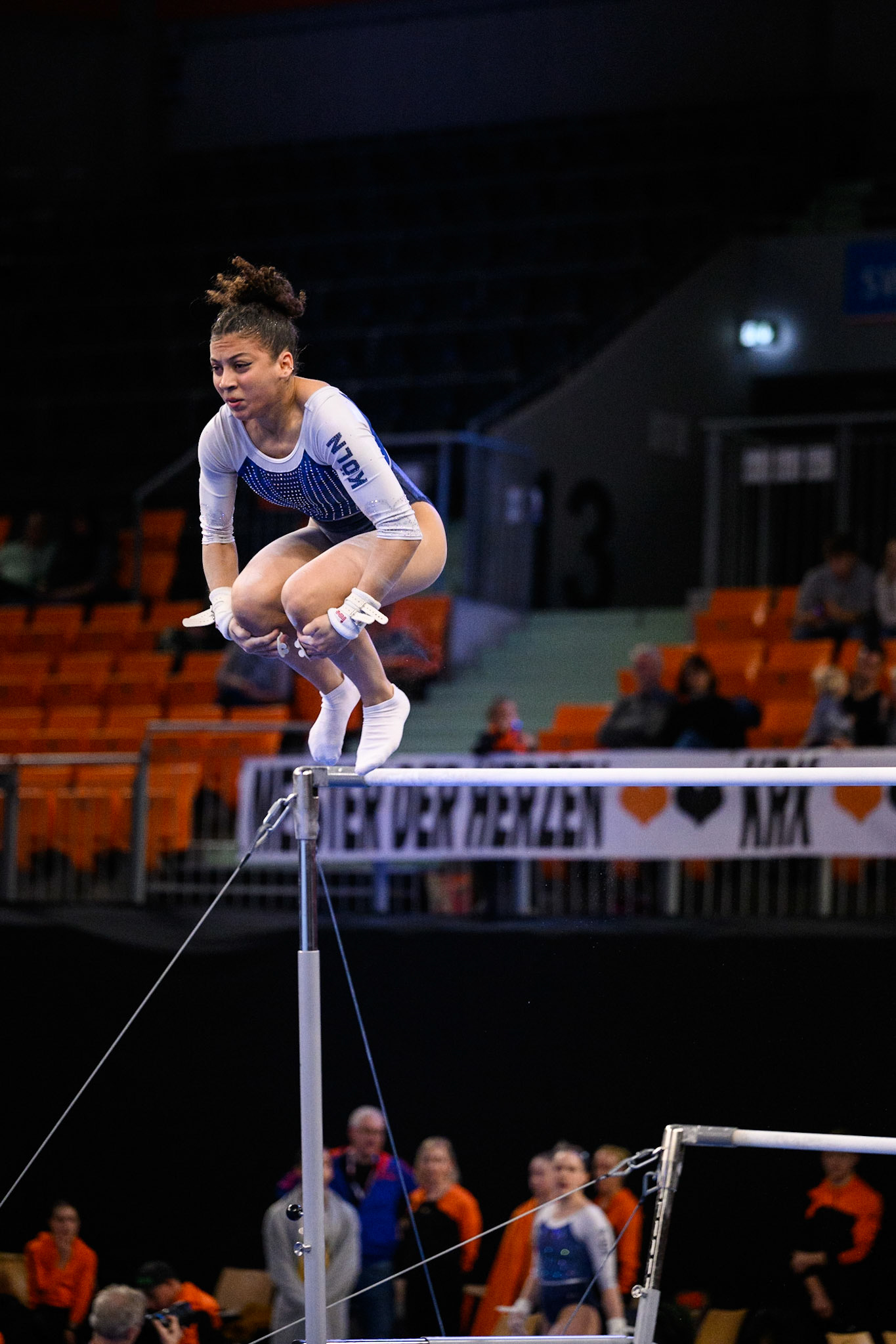 1. Bundesliga Kunstturnen: Finale Frauen, Competition, Uneven BarsDepicted: Salina BousmayoPhoto taken in Neu-Ulm, DEU on 2022-12-3Photo credits should read: Norman Seibert, CC BY-SA 4.0NIKON Z 9, NIKKOR Z 70-200mm f/2.8 VR S¹⁄₁₂₅₀ Sek. bei ƒ / 2,8File: DSC_5490.NEF