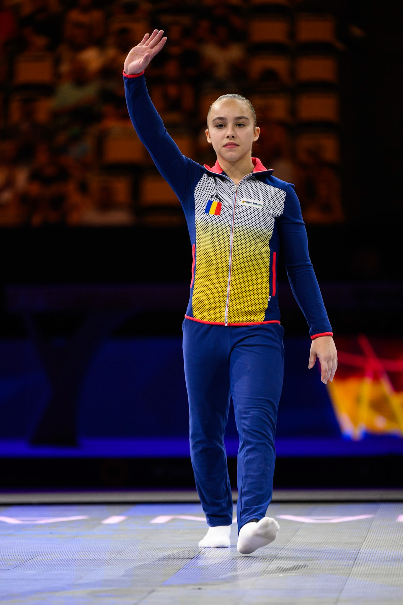 European Championships 2022, Apparatus Final, Presentation of AthletesDepicted: Amalia PufleaPhoto taken in Munich, DEU on 2022-08-14Photo credits should read: Norman Seibert, CC BY-SA 4.0NIKON Z 9, NIKKOR Z 70-200mm f/2.8 VR S¹⁄₆₄₀ Sek. bei ƒ / 2,8File: DSC_5025.NEF