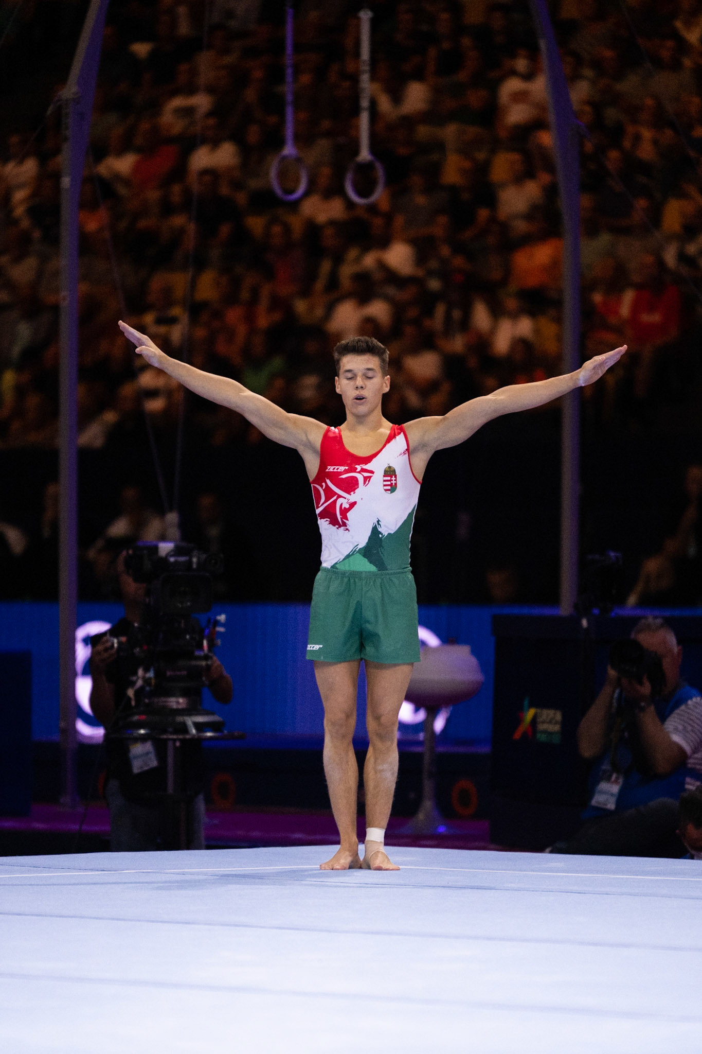 European Championships 2022, Apparatus Final, Floor ExerciseDepicted: Krisztofer MészárosPhoto taken in Munich, DEU on 2022-08-21Photo credits should read: Norman Seibert, CC BY-SA 4.0NIKON Z 9, NIKKOR Z 70-200mm f/2.8 VR S¹⁄₁₆₀₀ Sek. bei ƒ / 2,8File: DSC_7694.NEF