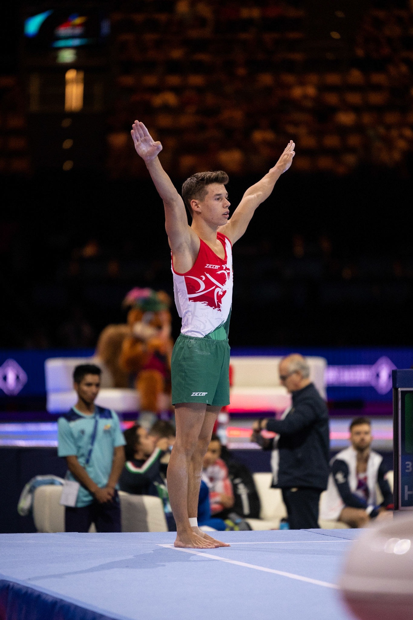 European Championships 2022, Apparatus Final, Floor ExerciseDepicted: Krisztofer MészárosPhoto taken in Munich, DEU on 2022-08-21Photo credits should read: Norman Seibert, CC BY-SA 4.0NIKON Z 9, NIKKOR Z 70-200mm f/2.8 VR S¹⁄₁₆₀₀ Sek. bei ƒ / 2,8File: DSC_7563.NEF