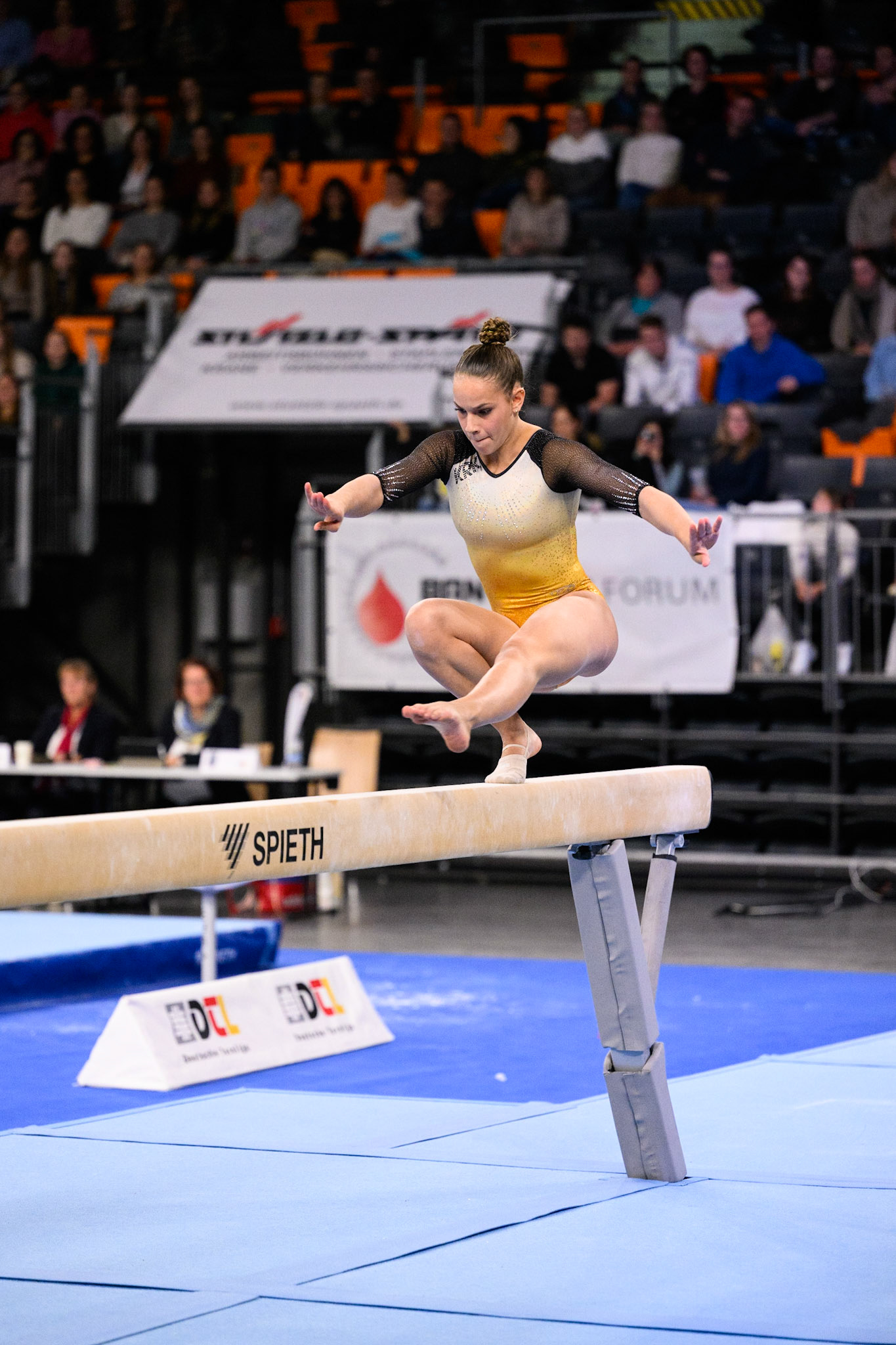 1. Bundesliga Kunstturnen: Finale Frauen, Competition, Balance BeamDepicted: Amelie PfeilPhoto taken in Neu-Ulm, DEU on 2022-12-3Photo credits should read: Norman Seibert, CC BY-SA 4.0NIKON Z 9, NIKKOR Z 70-200mm f/2.8 VR S¹⁄₁₂₅₀ Sek. bei ƒ / 2,8File: DSC_4995.NEF