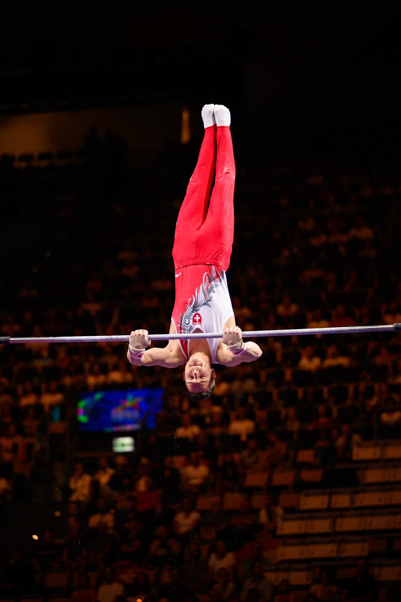 European Championships 2022, Apparatus Final, Horizontal BarDepicted: Noe SeifertPhoto taken in Munich, DEU on 2022-08-21Photo credits should read: Norman Seibert, CC BY-SA 4.0NIKON Z 9, NIKKOR Z 70-200mm f/2.8 VR S¹⁄₁₆₀₀ Sek. bei ƒ / 2,8File: DSC_9085 2.NEF