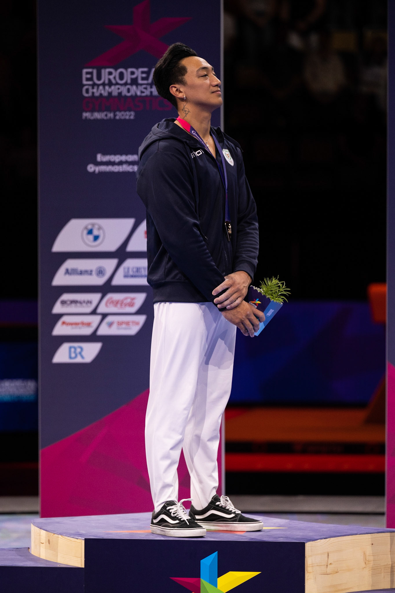 European Championships 2022, Apparatus Final, Horizontal BarDepicted: Marios GeorgiouPhoto taken in Munich, DEU on 2022-08-21Photo credits should read: Norman Seibert, CC BY-SA 4.0NIKON Z 9, NIKKOR Z 70-200mm f/2.8 VR S¹⁄₈₀₀ Sek. bei ƒ / 4,0File: DSC_9555 2.NEF