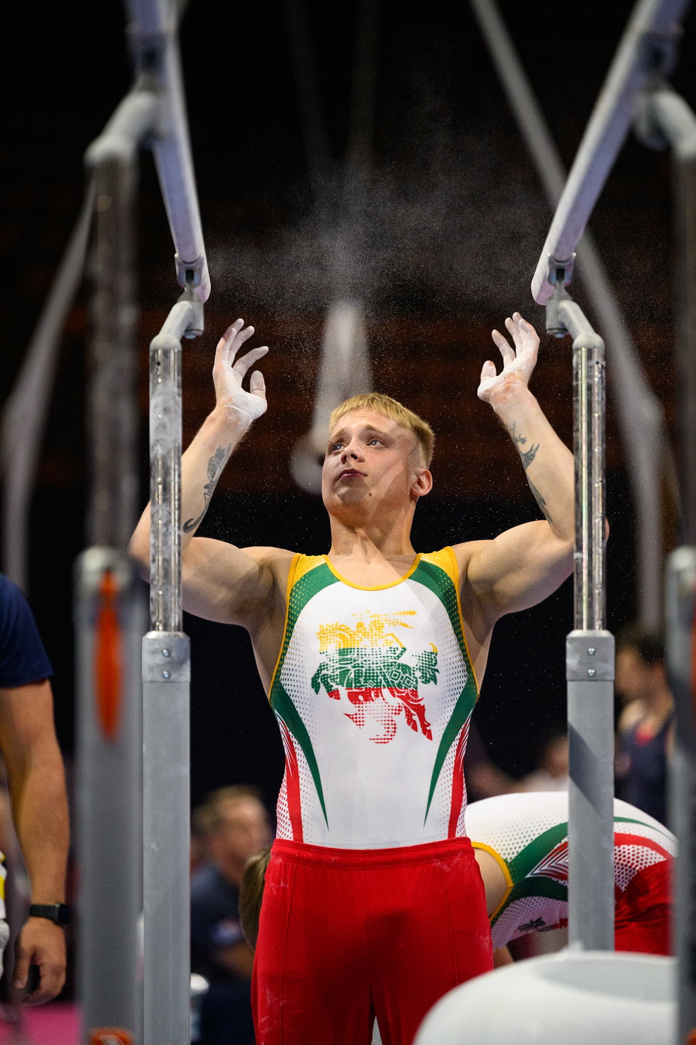 European Championships 2022, Podium Training, Parallel BarsDepicted: Gytis ChasažyrovasPhoto taken in Munich, DEU on 2022-08-16Photo credits should read: Norman Seibert, CC BY-SA 4.0NIKON Z 9, NIKKOR Z 70-200mm f/2.8 VR S¹⁄₁₆₀₀ Sek. bei ƒ / 2,8File: DSC_8950.NEF