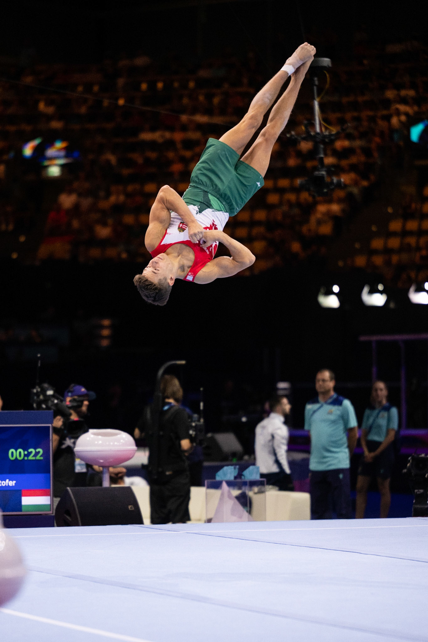 European Championships 2022, Apparatus Final, Floor ExerciseDepicted: Krisztofer MészárosPhoto taken in Munich, DEU on 2022-08-21Photo credits should read: Norman Seibert, CC BY-SA 4.0NIKON Z 9, NIKKOR Z 70-200mm f/2.8 VR S¹⁄₁₆₀₀ Sek. bei ƒ / 2,8File: DSC_7595.NEF