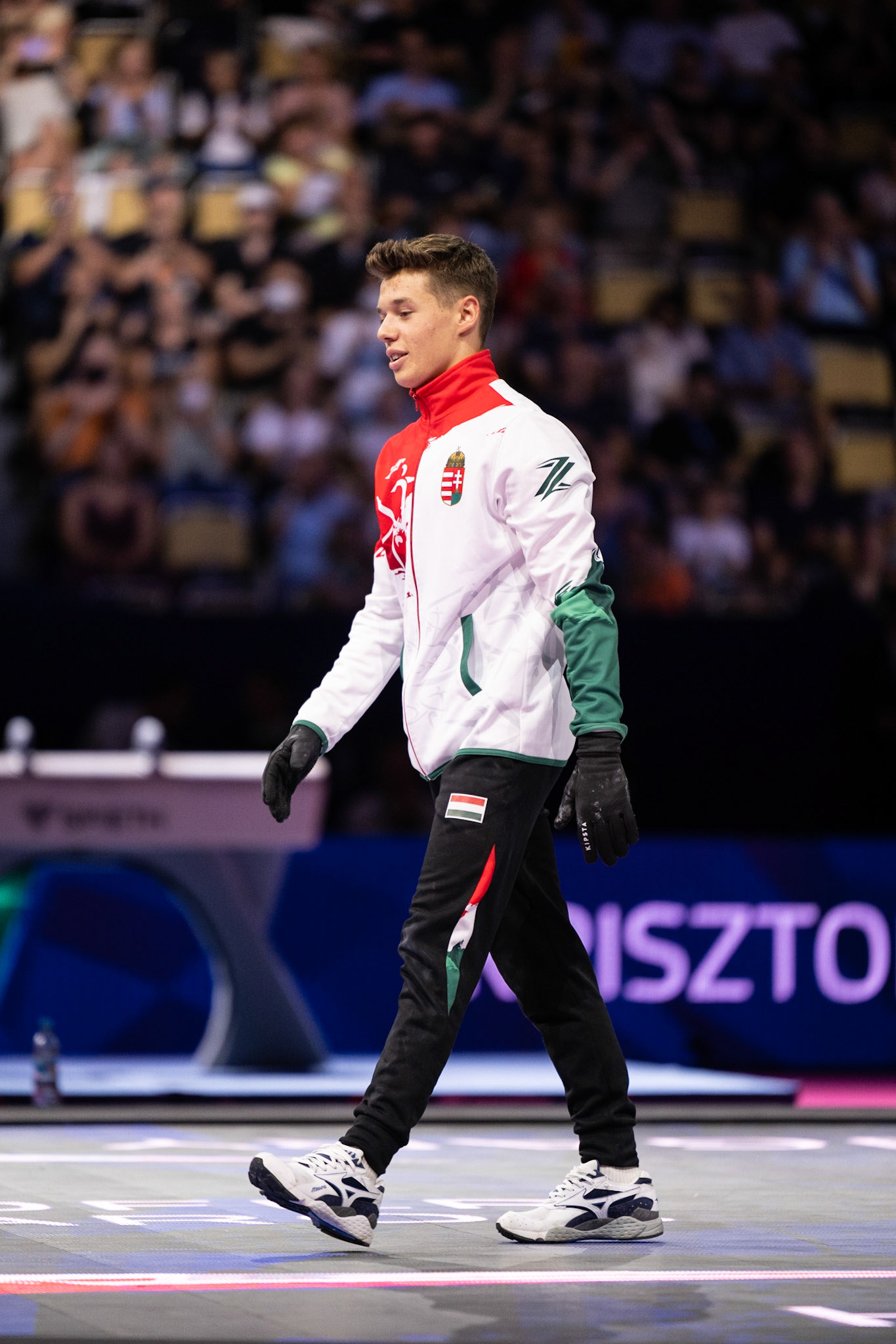 European Championships 2022, Apparatus Final, Presentation of AthletesDepicted: Krisztofer MészárosPhoto taken in Munich, DEU on 2022-08-21Photo credits should read: Norman Seibert, CC BY-SA 4.0NIKON Z 9, NIKKOR Z 70-200mm f/2.8 VR S¹⁄₈₀₀ Sek. bei ƒ / 2,8File: DSC_7438.NEF