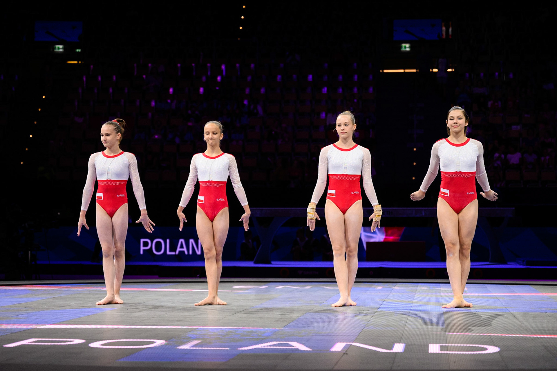 European Championships 2022, All-around Competition, Presentation of AthletesDepicted: Wiktoria Grzesikiewicz, Maria Drobniak, Magdalena Grygiel, Maria RowinskaPhoto taken in Munich, DEU on 2022-08-12Photo credits should read: Norman Seibert, CC BY-SA 4.0NIKON Z 9, NIKKOR Z 24-70mm f/2.8 S¹⁄₁₆₀₀ Sek. bei ƒ / 2,8File: DSC_6295.NEF