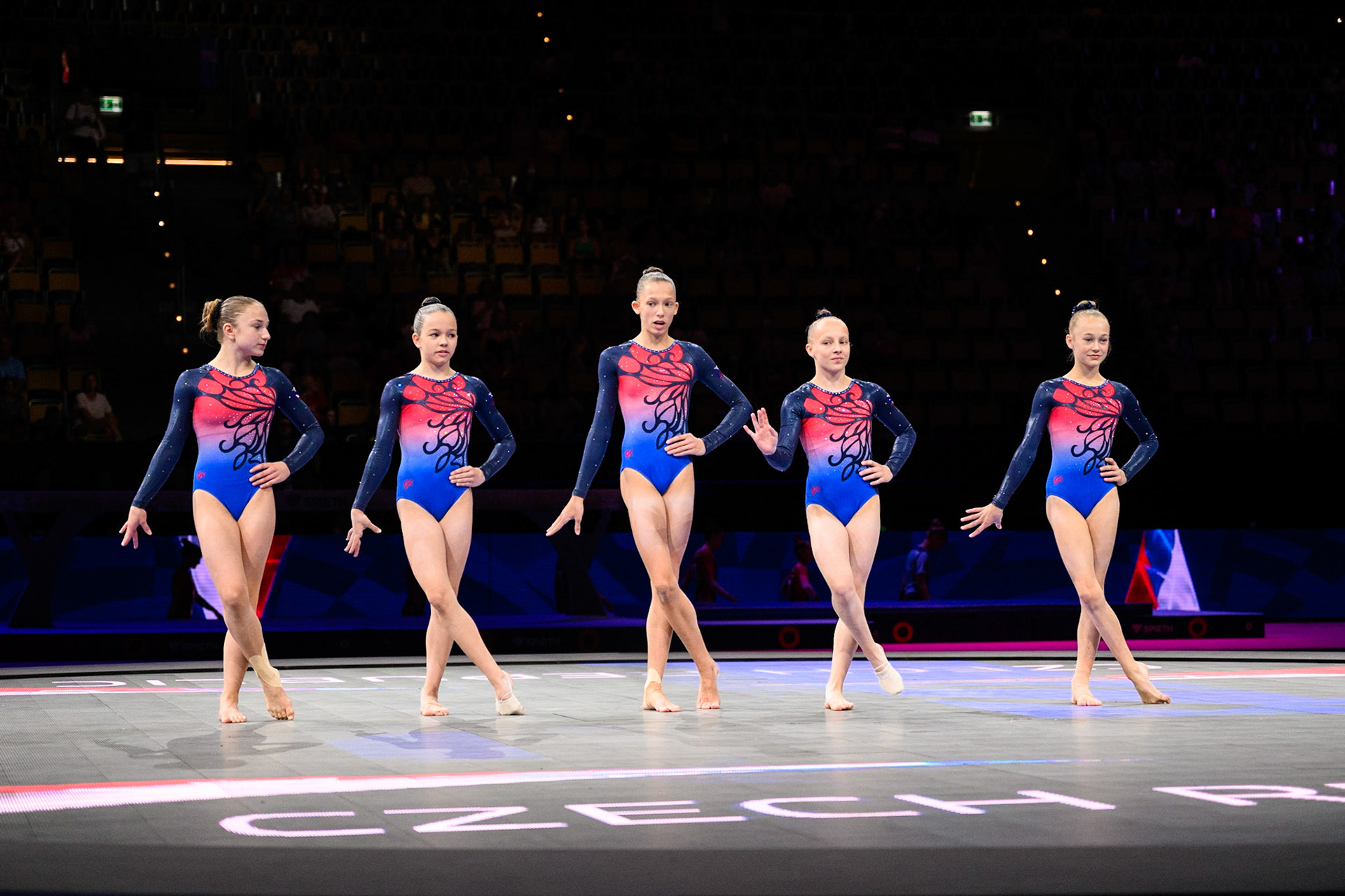 European Championships 2022, All-around Competition, Presentation of AthletesDepicted: Patricie Makovičková, Soňa Artamonova, Vanesa Mašová, Ema Strakošová, Alice VlkováPhoto taken in Munich, DEU on 2022-08-12Photo credits should read: Norman Seibert, CC BY-SA 4.0NIKON Z 9, NIKKOR Z 24-70mm f/2.8 S¹⁄₁₆₀₀ Sek. bei ƒ / 2,8File: DSC_2760.NEF