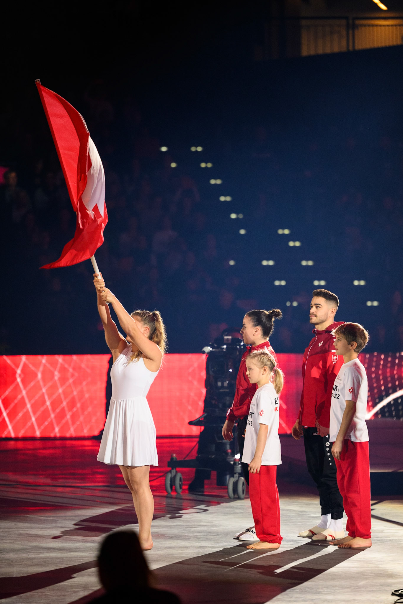 Swiss Cup Zurich 2022, Opening Ceremony, Depicted: Taha Sarhani, Anina WildiPhoto taken in Zurich, SUI on 2022-11-27Photo credits should read: Norman Seibert, CC BY-SA 4.0NIKON Z 9, NIKKOR Z 70-200mm f/2.8 VR S¹⁄₁₆₀₀ Sek. bei ƒ / 2,8File: DSC_8274.NEF