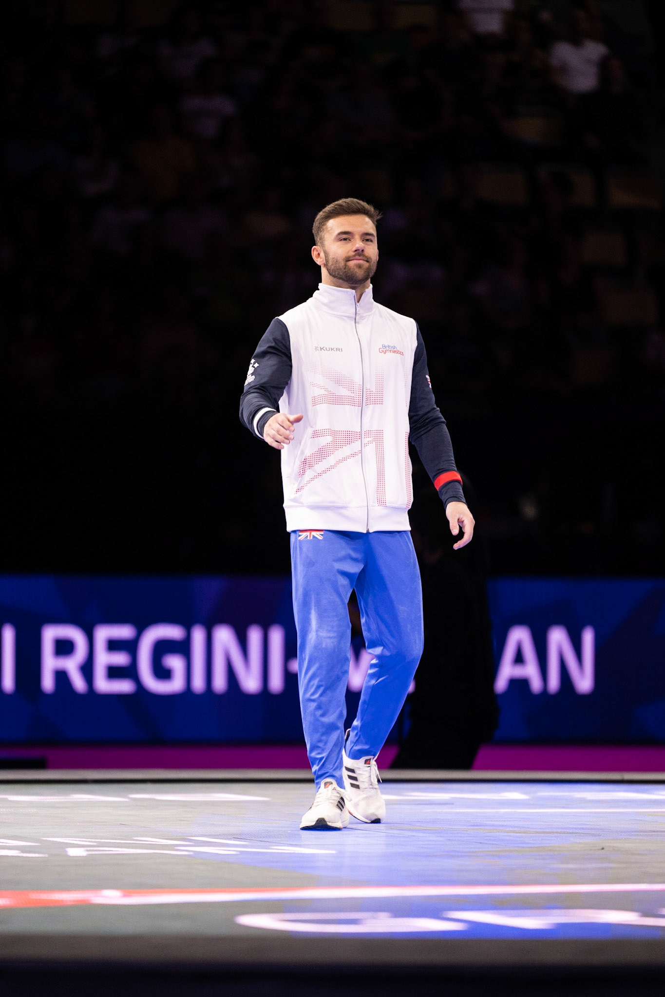 European Championships 2022, Apparatus Final, Presentation of AthletesDepicted: Giarnni Regini-MoranPhoto taken in Munich, DEU on 2022-08-21Photo credits should read: Norman Seibert, CC BY-SA 4.0NIKON Z 9, NIKKOR Z 70-200mm f/2.8 VR S¹⁄₈₀₀ Sek. bei ƒ / 2,8File: DSC_5112.NEF