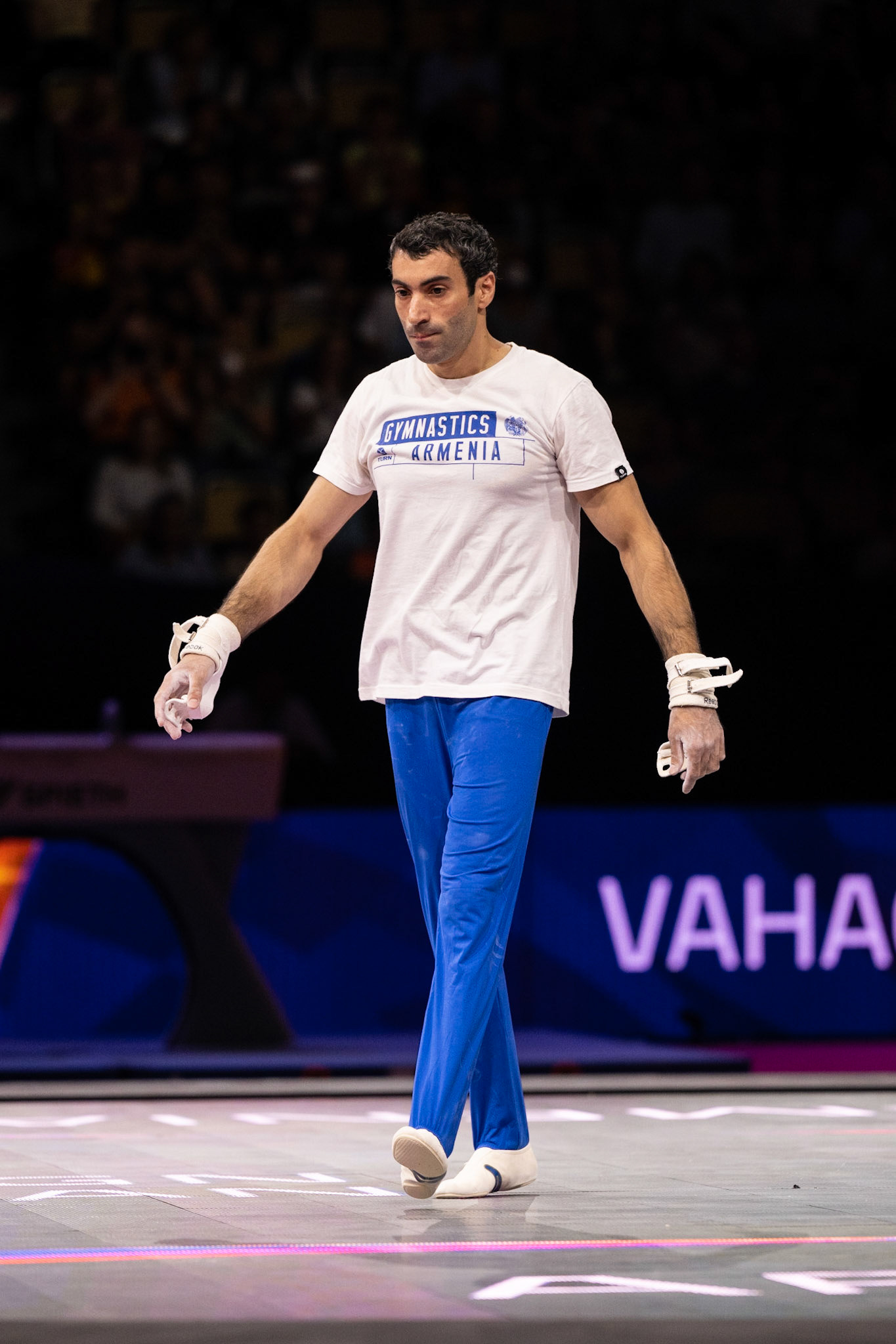 European Championships 2022, Apparatus Final, Presentation of AthletesDepicted: Vahagn DavtyanPhoto taken in Munich, DEU on 2022-08-21Photo credits should read: Norman Seibert, CC BY-SA 4.0NIKON Z 9, NIKKOR Z 70-200mm f/2.8 VR S¹⁄₈₀₀ Sek. bei ƒ / 4,0File: DSC_2016.NEF