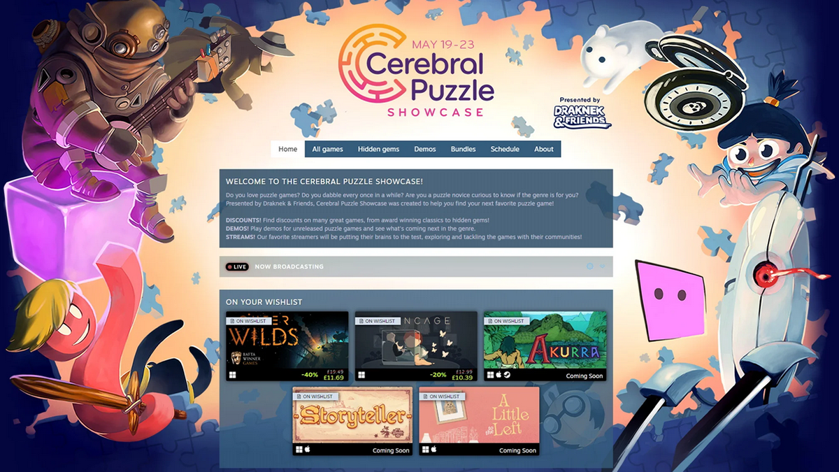 Promotional art for first Cerebral Puzzle Showcase on Steam