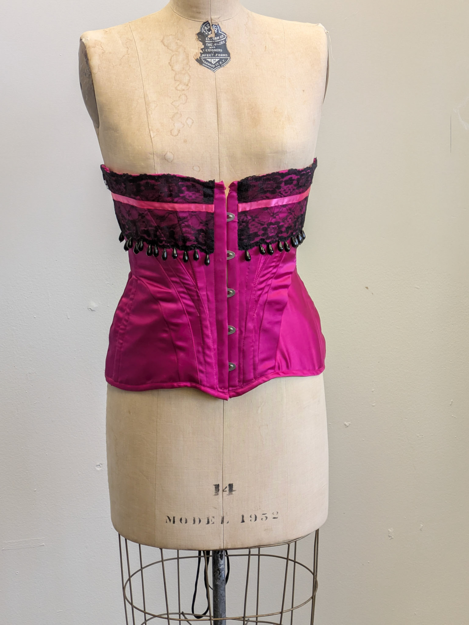 Mrs. Van Buren Hand Dyed Magenta Silk Corset