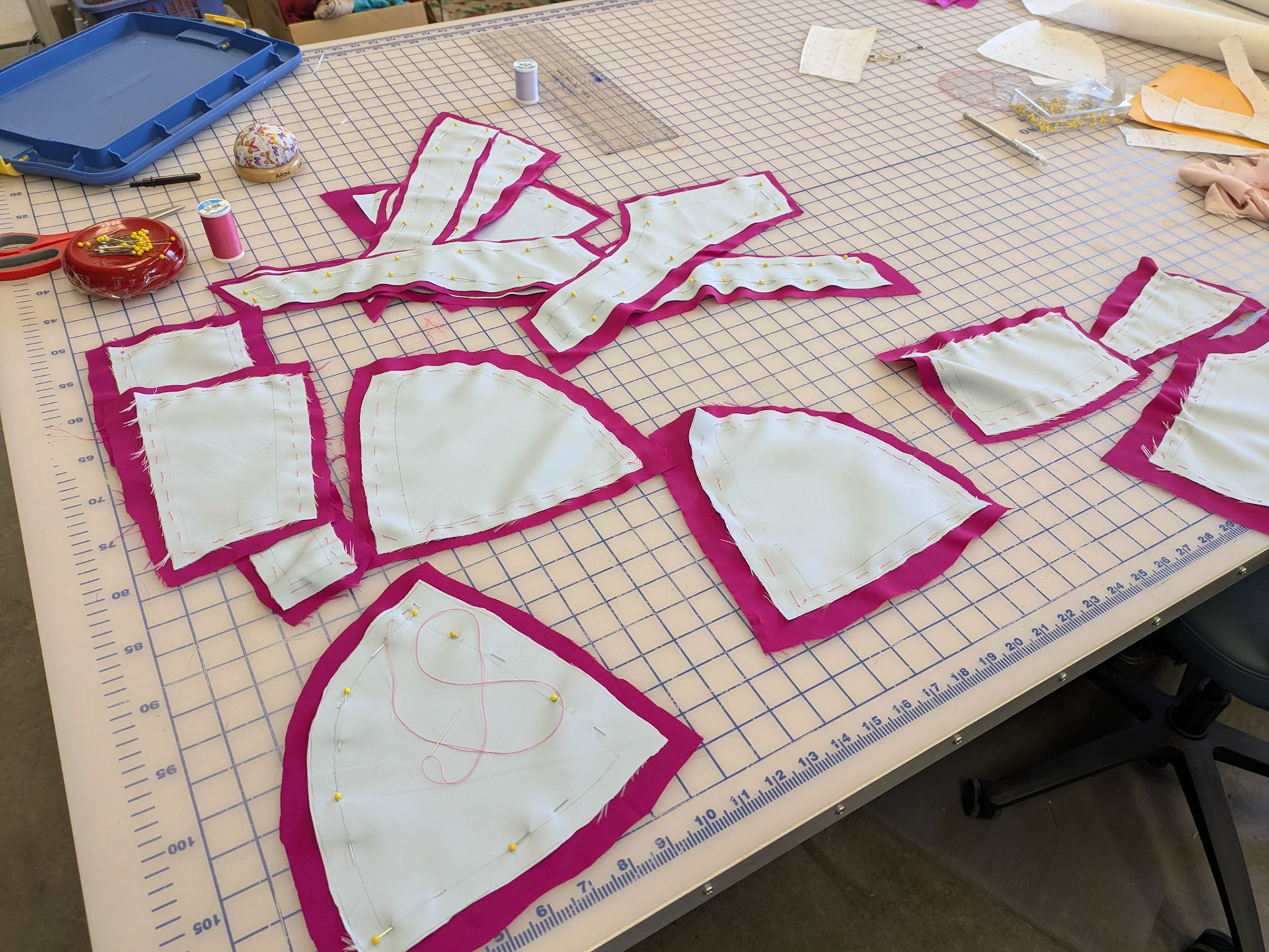 Mrs. Van Buren Pink Silk Corset Pieces