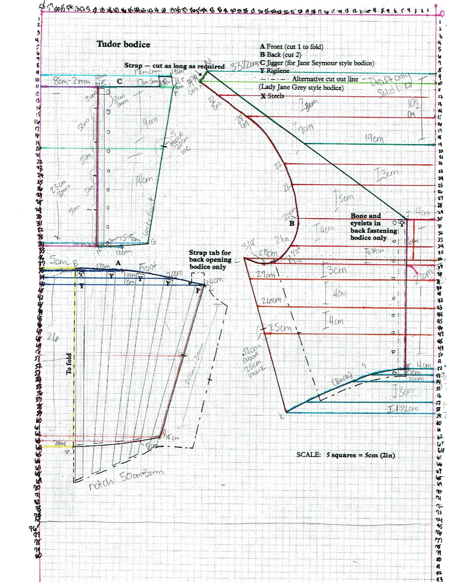 Original Pattern for Jane Seymour Tudor Bodice from Costumes for Stage and Screen by Jean Hunnisett