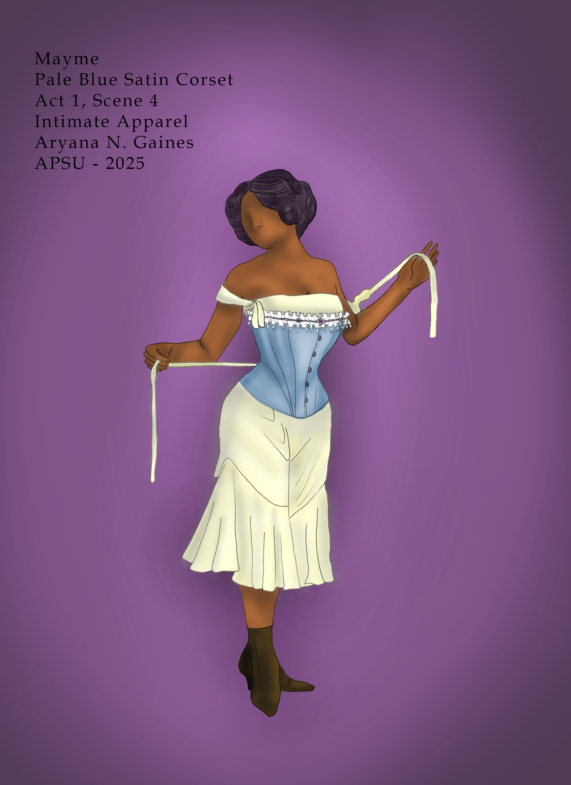 Mayme: Pale Blue Satin Corset. Act 1, Scene 4
