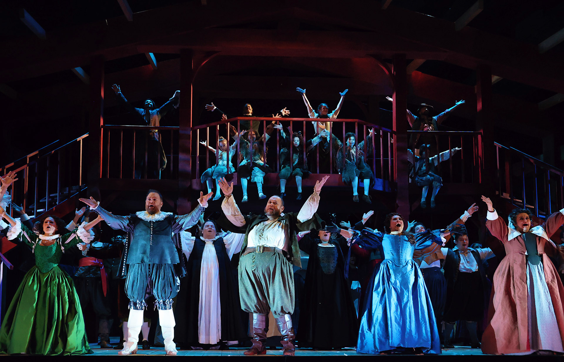 Finale Scene. Dame Quickly (Left most) and Ensemble.