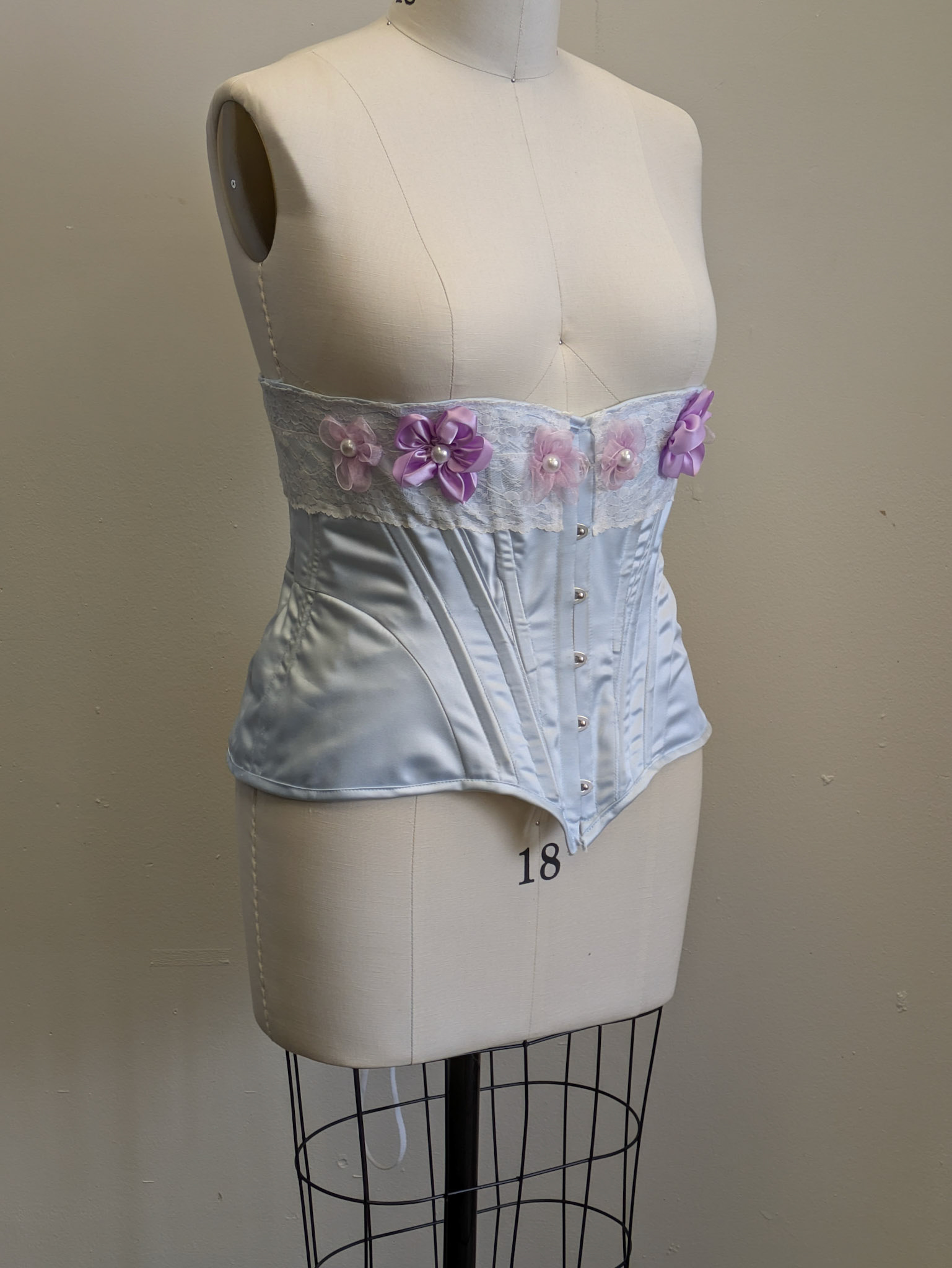 Mayme Pale Blue Satin Corset