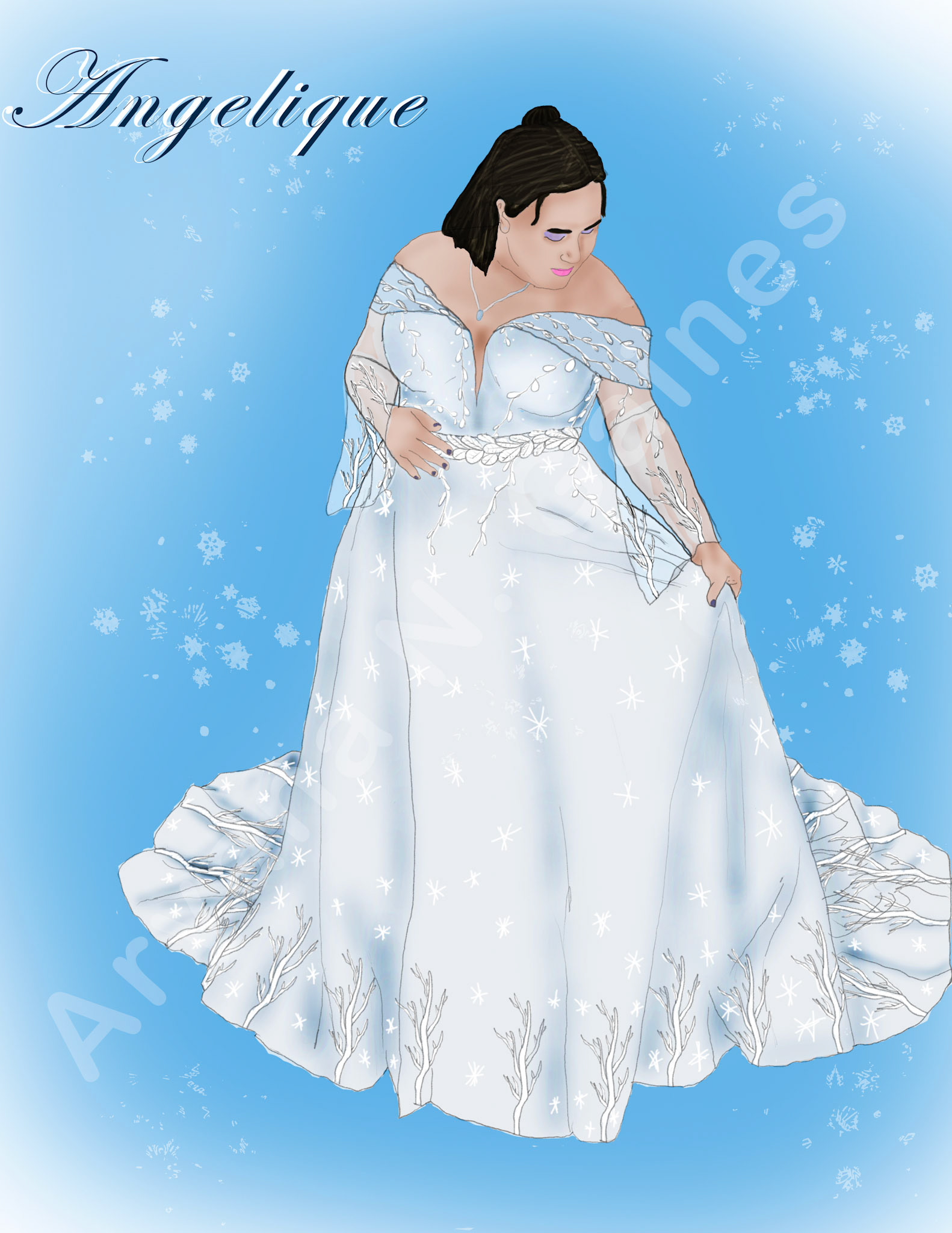 Angelique Dress Front with Removeable Sleeves