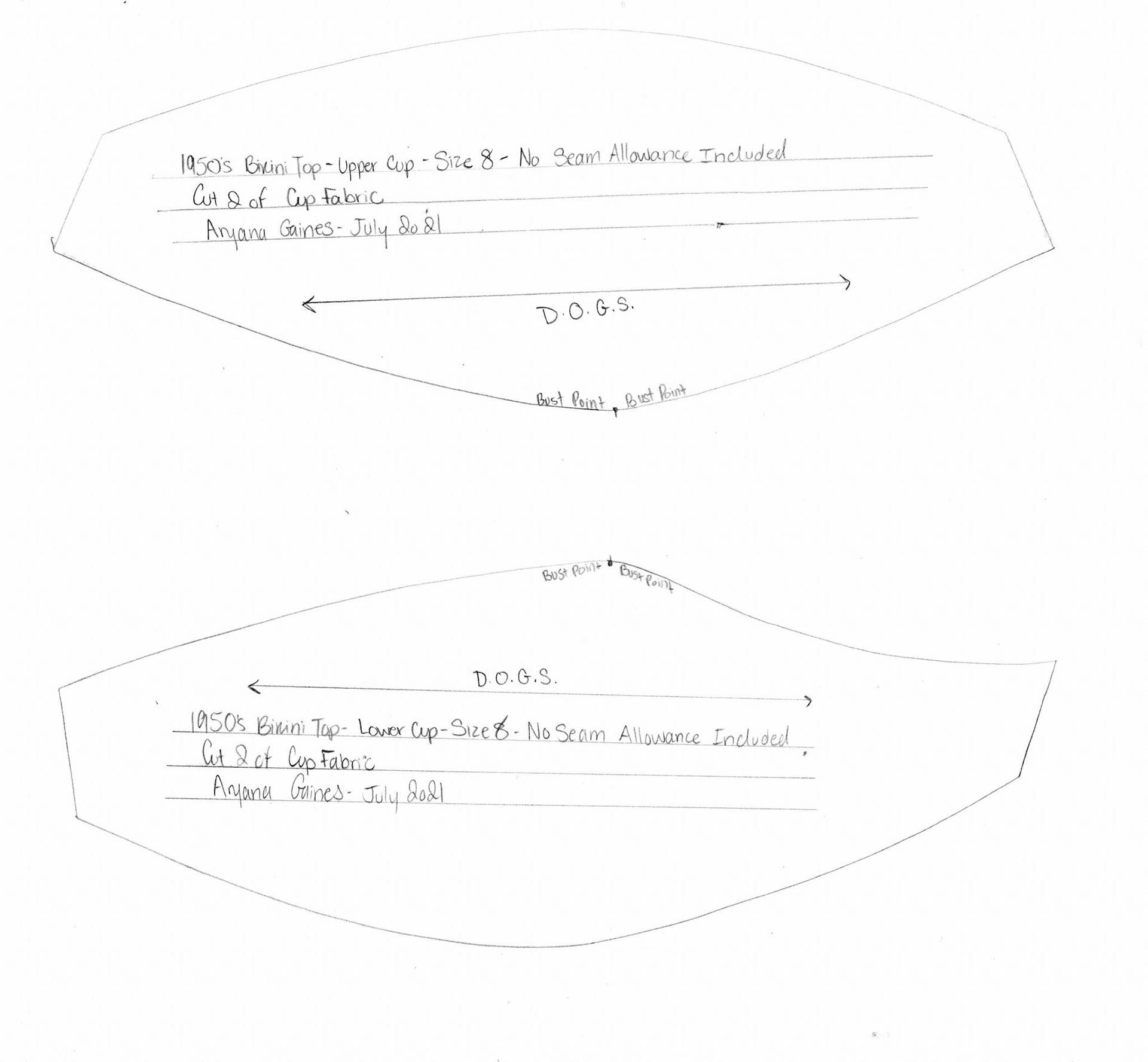 1950's Bikini Top Pattern