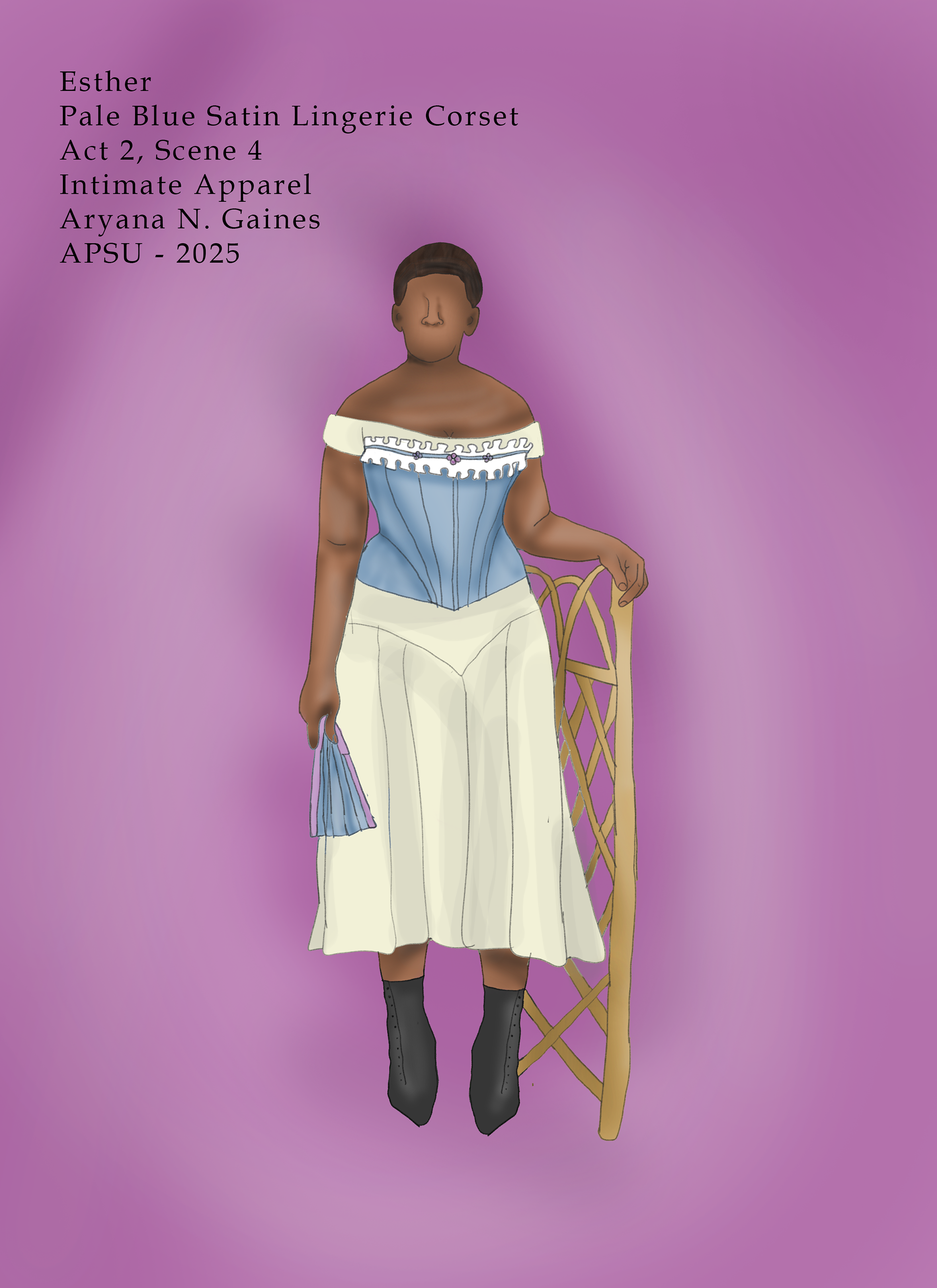 Esther: Pale Blue Satin Lingerie Corset. Act 2, Scene 4