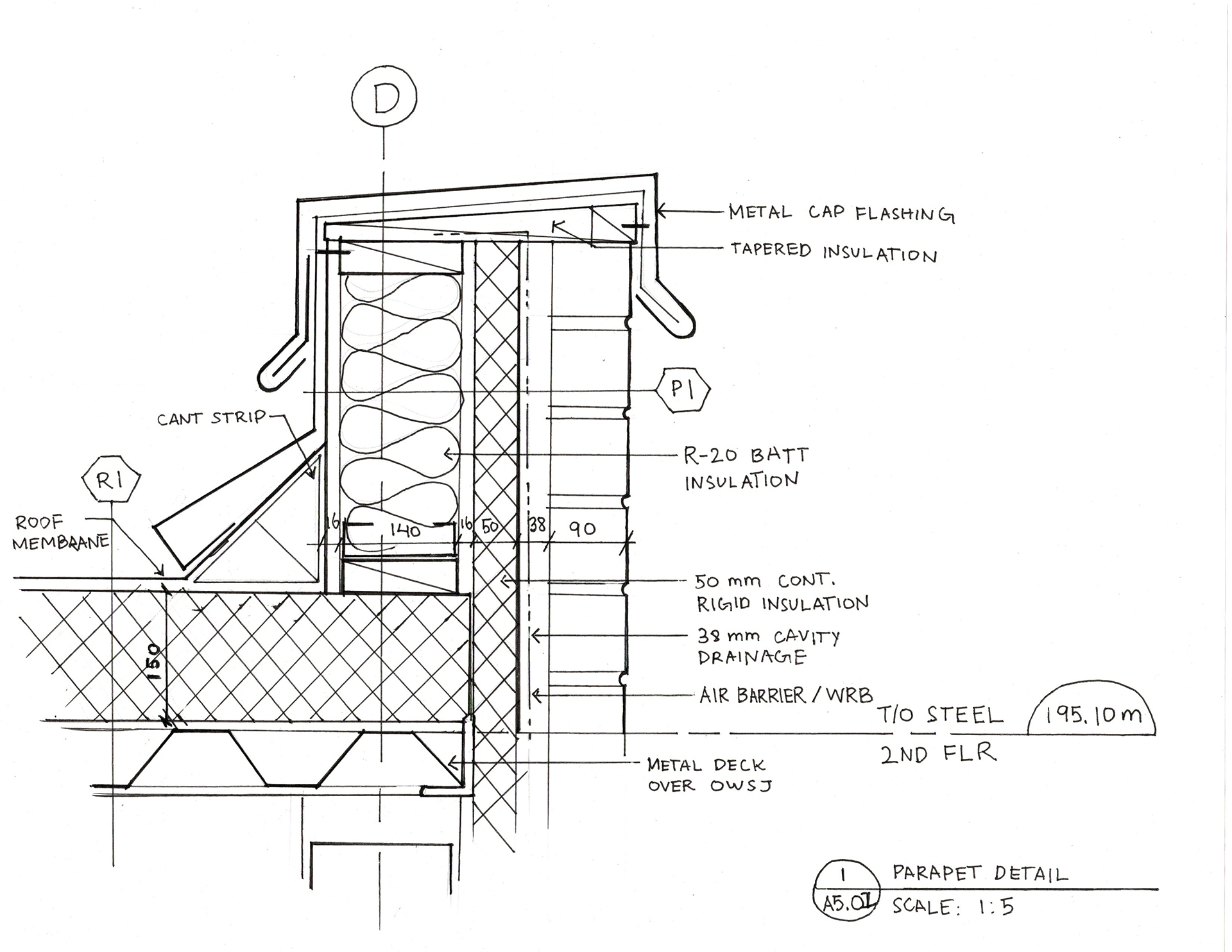Masonry parapet detail