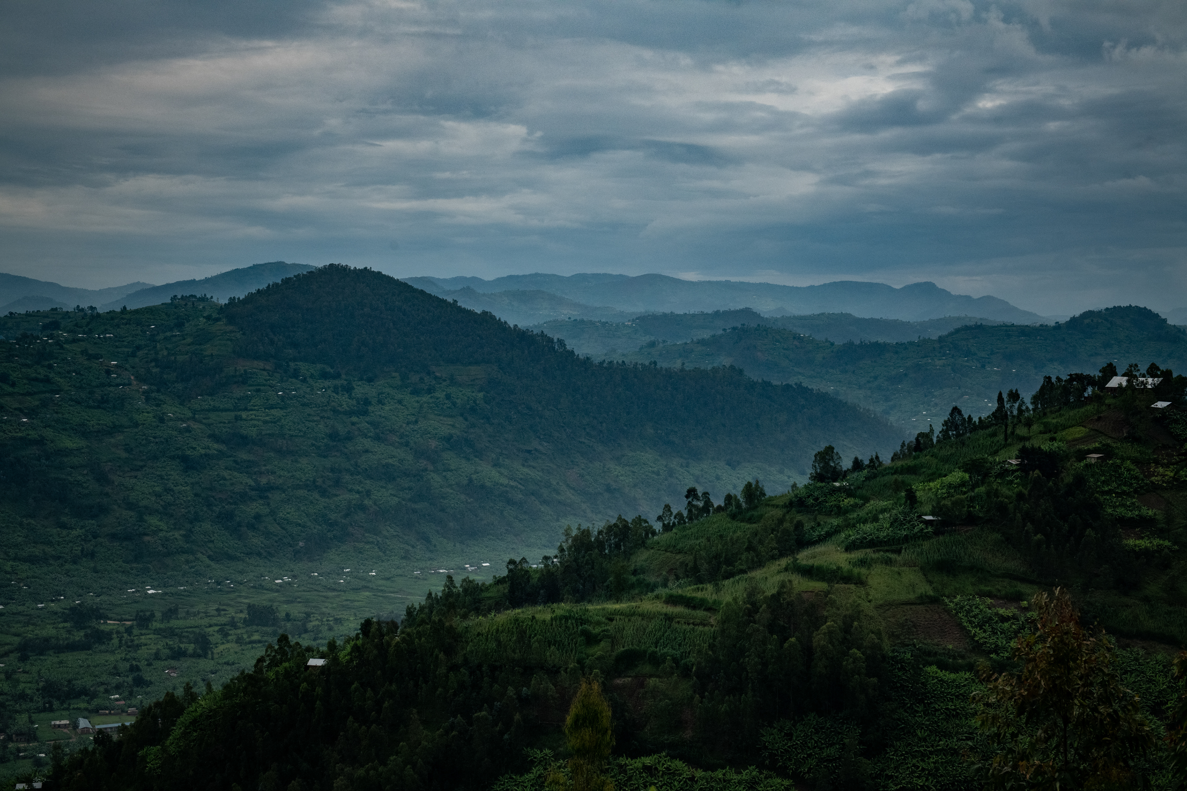 Villages and farmlands located on hills in Musanze District, Rwanda 2019