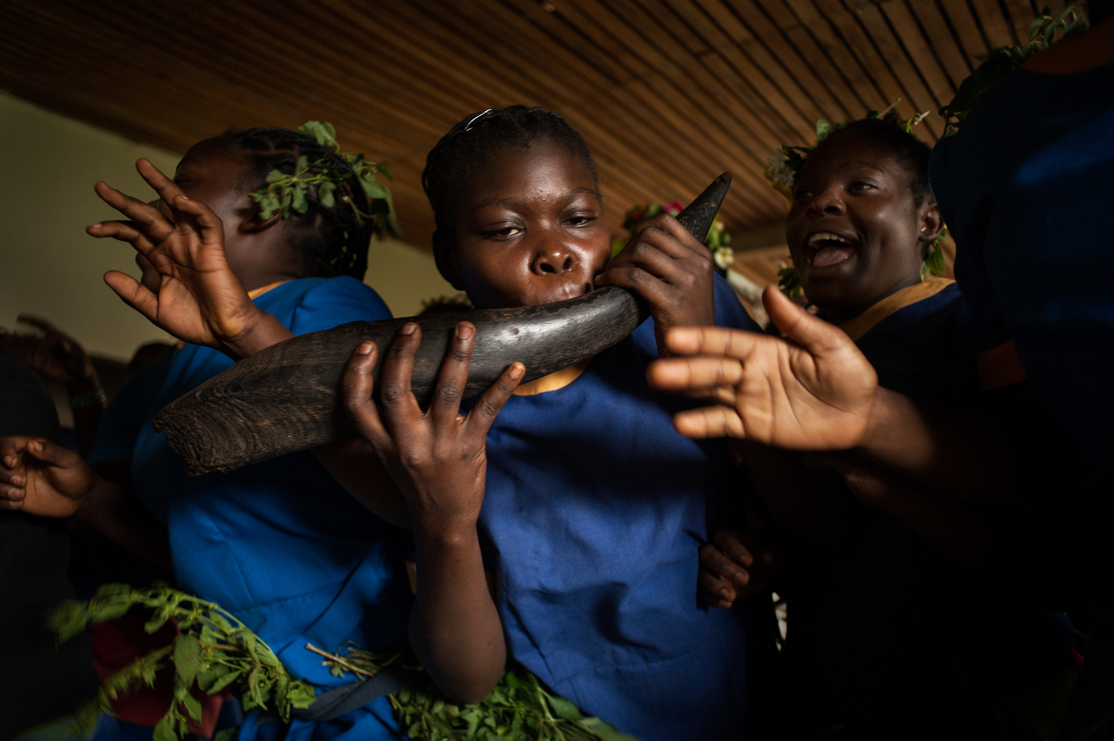 Singing and dancing are an integral part of all celebrations in Cameroon. Djouth, Cameroon, 2012
