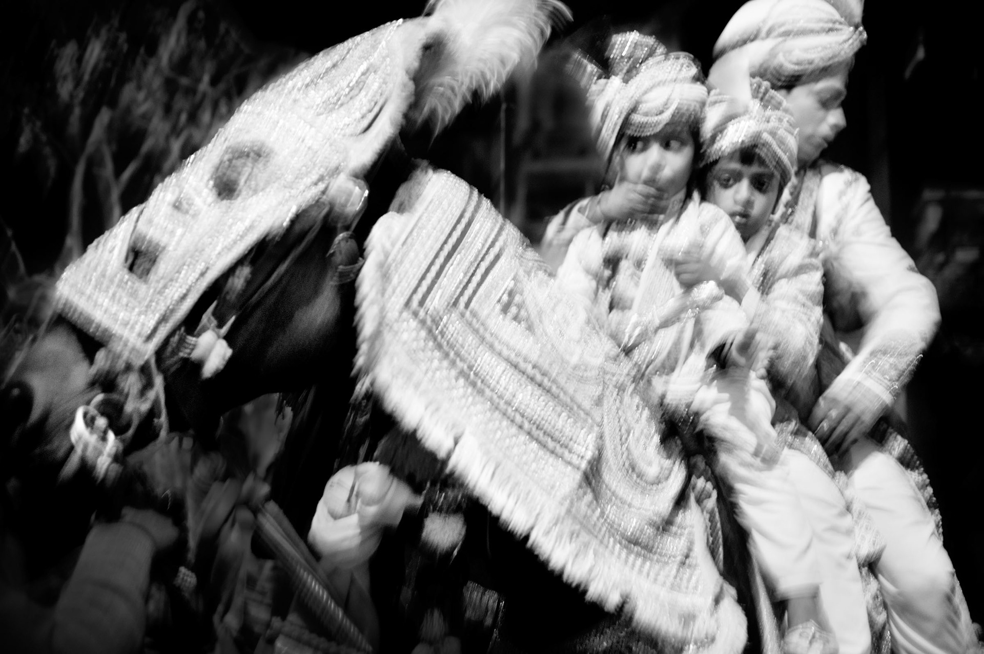 The groom riding a horse during a traditional wedding ceremony. Kalilabad, India 2012