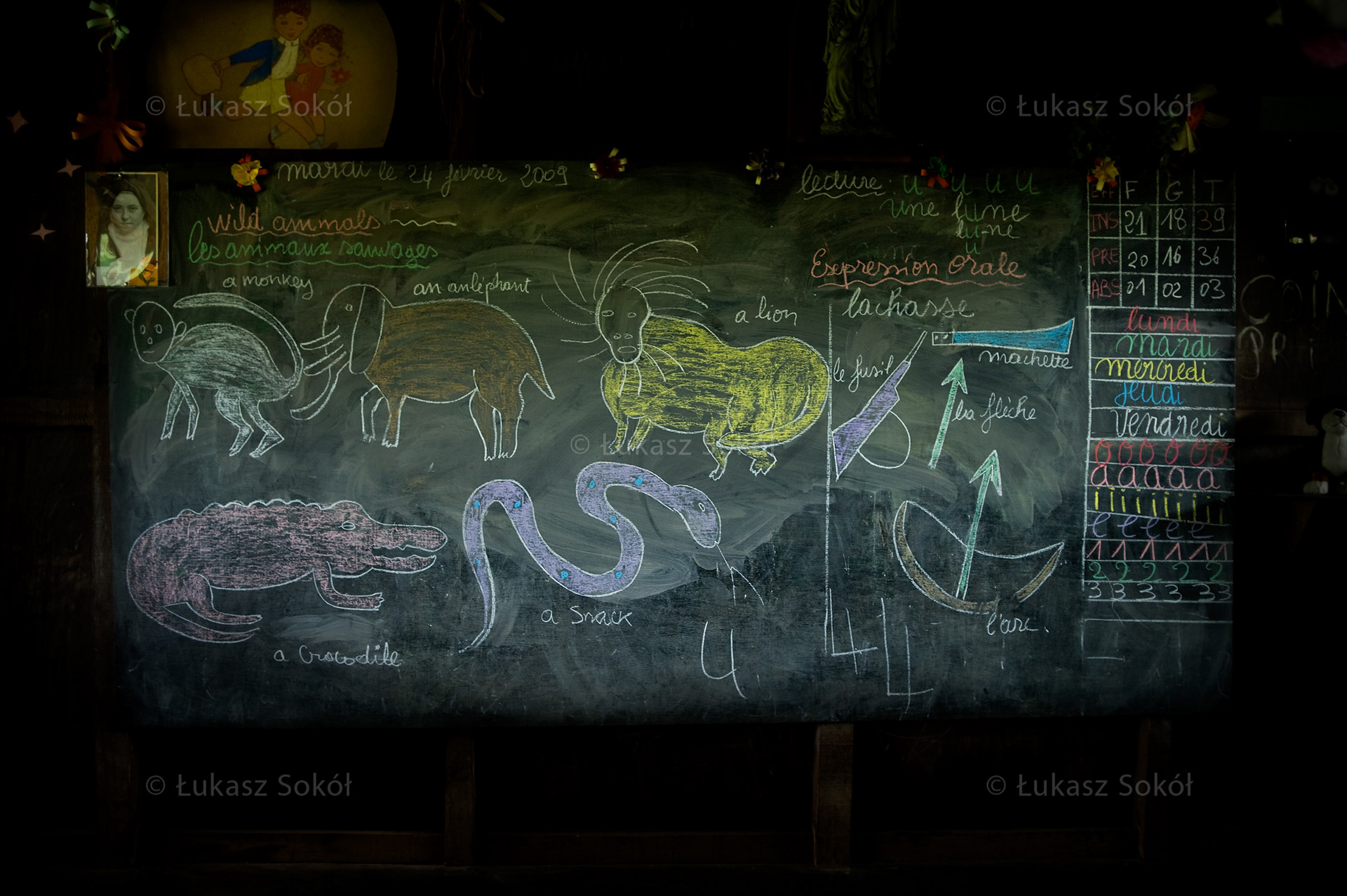 A kindergarden run by Sister Krystyna (Carmelite). The education system in Cameroon is in a disastrous state, you have to pay for it. Parents often prefer children to spend their time working rather than to let them go to school. Even after six years of learning, pupils find it difficult to solve the easiest maths exercises such as additions and multiplications. Missionaries are children’s hope since they obtain funds for their education and care more about it than the parents. Dimako, Cameroon, 2009