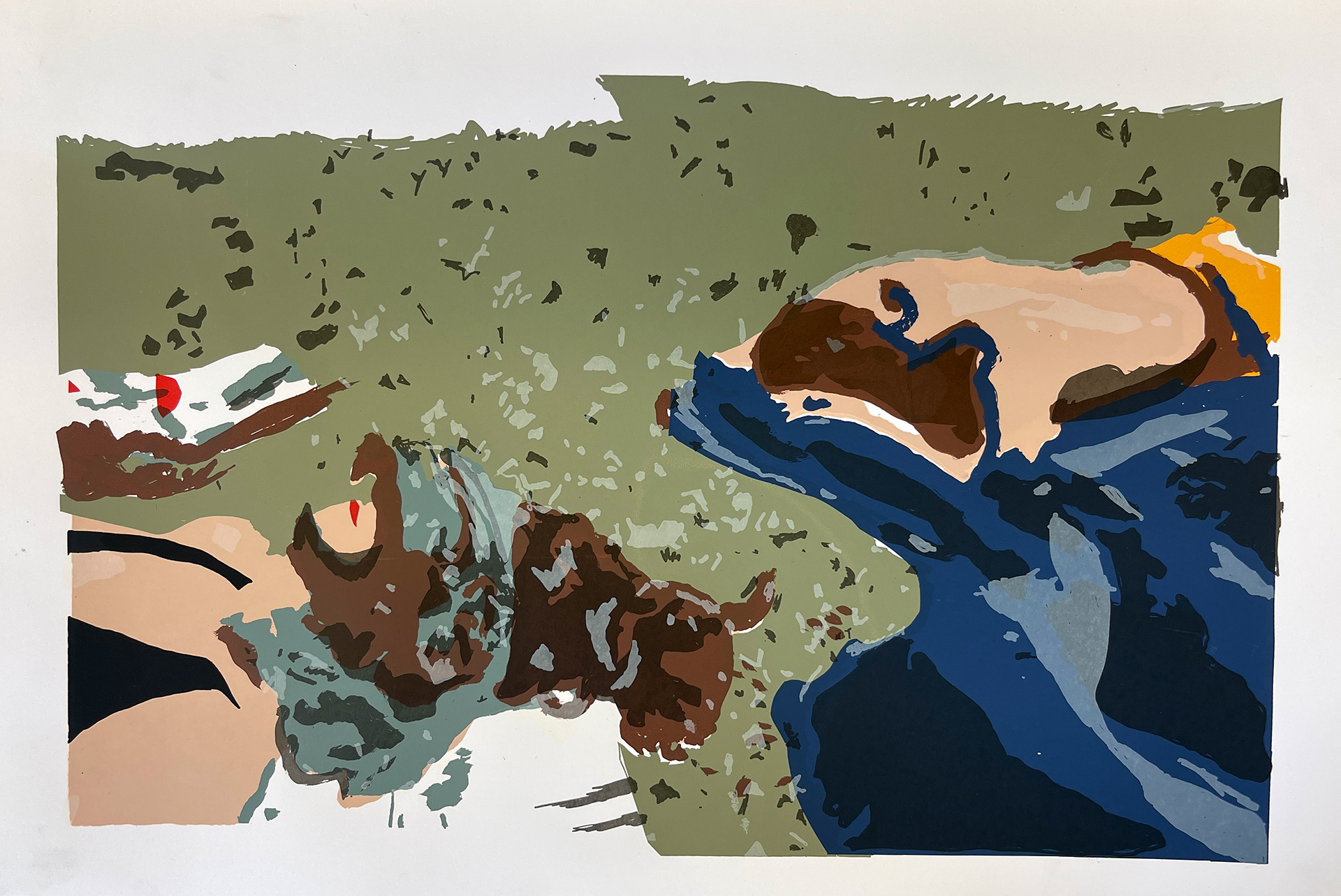 Mia and Leo, Dec. 2024, 12 x 18 inches, Screenprint