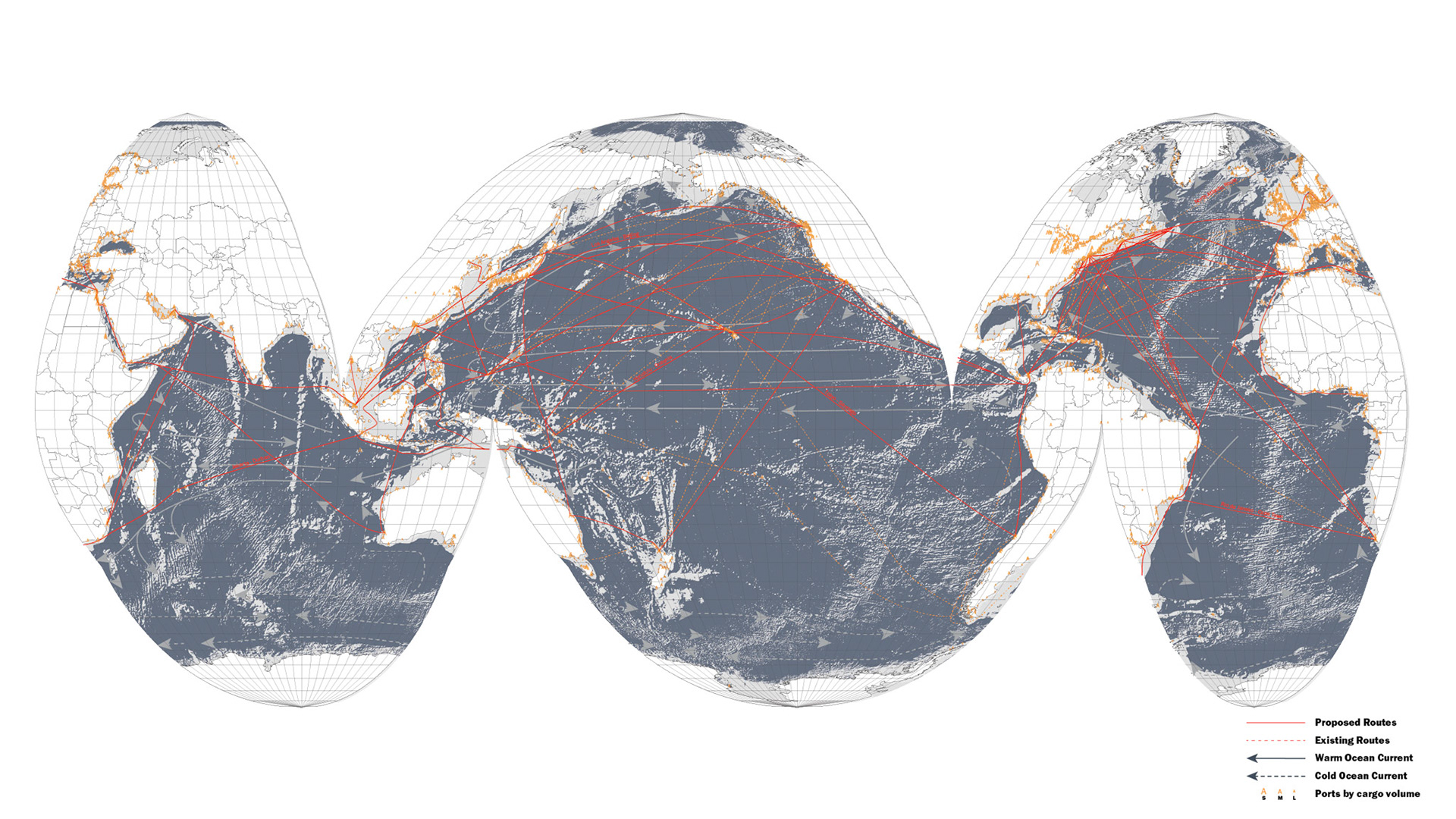 World Map with Shipping Routes