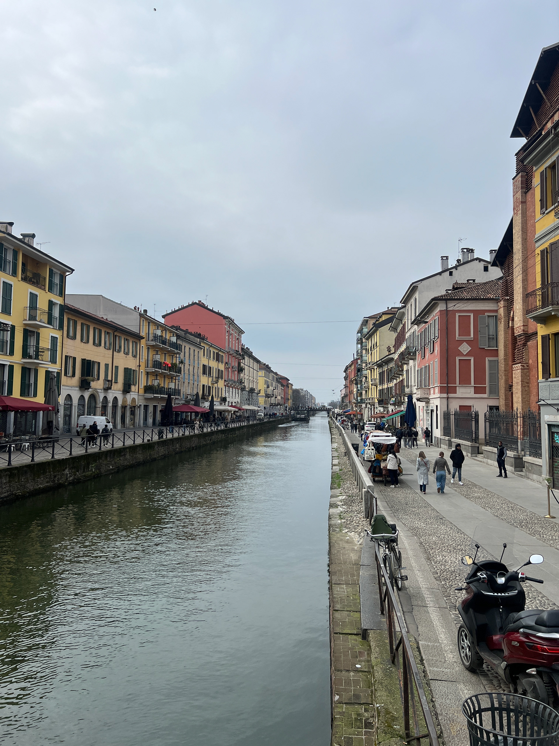 Naviglio Grande, the street next to ours. This is our walk to Aldi and where we found the cafe