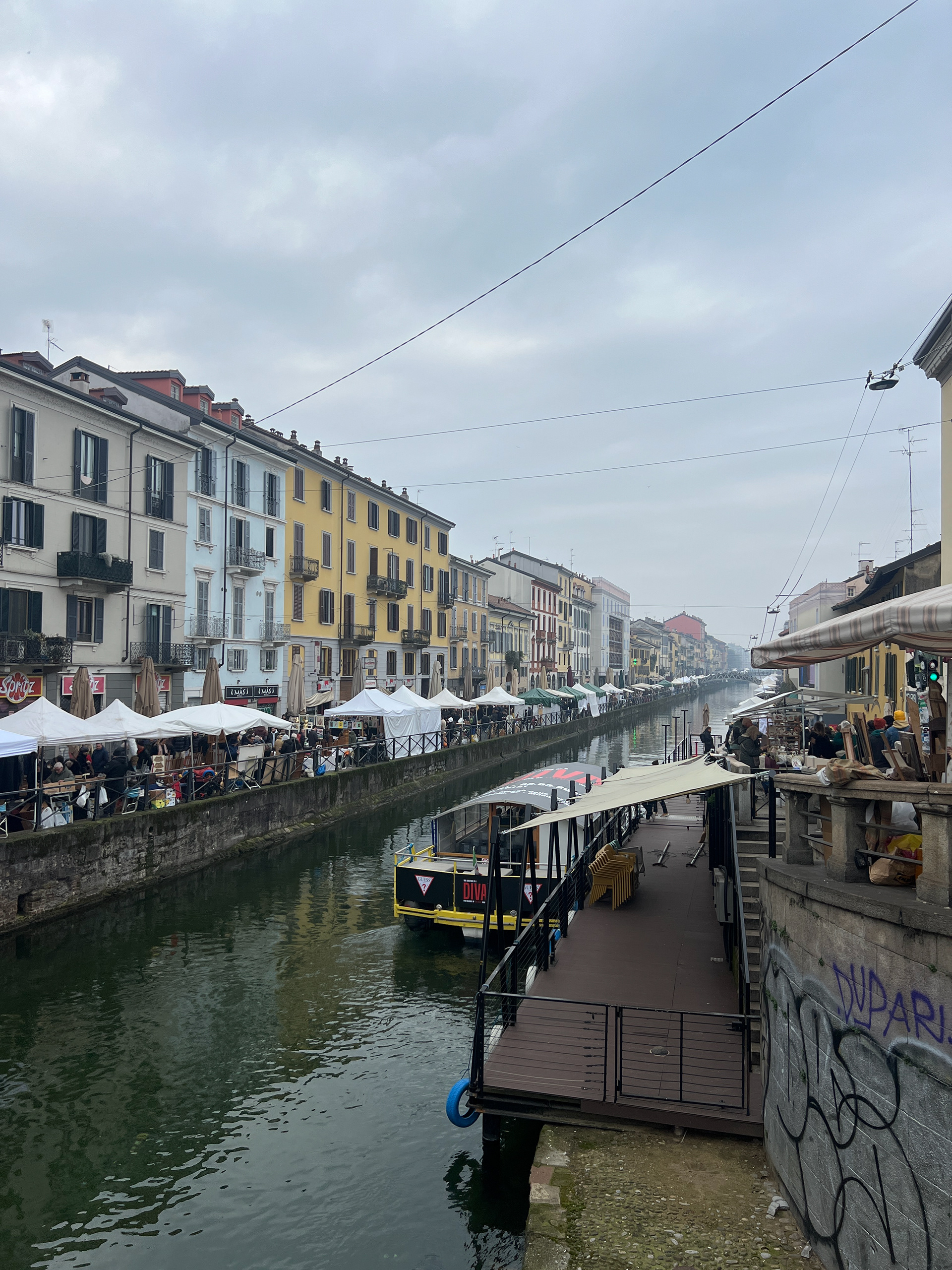 Sunday flea market on Naviglio Grande