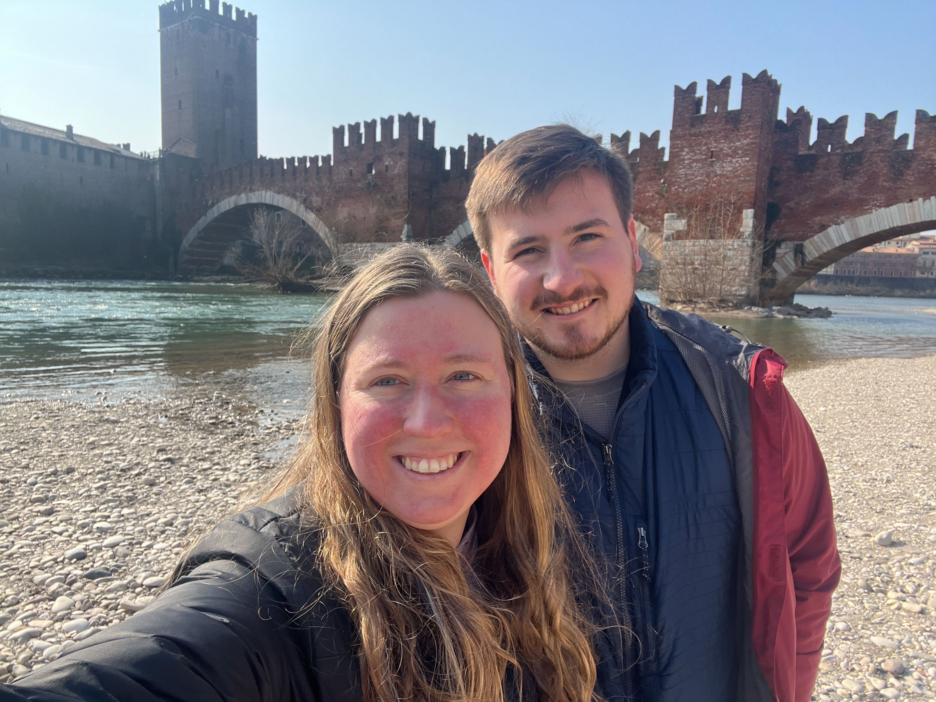 Emilie and Daniel with the Scaliger Bridge in the background
