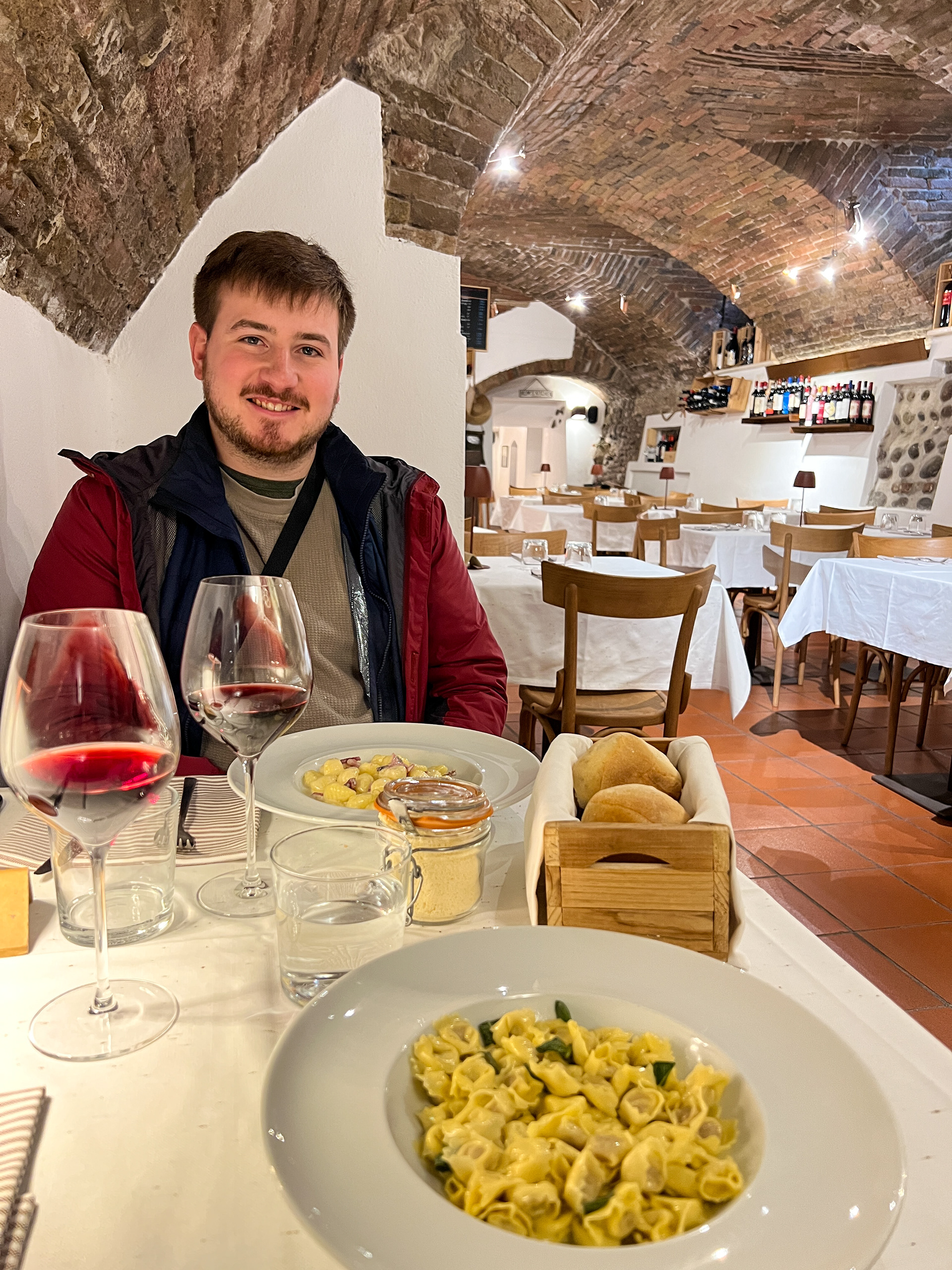 Daniel with dinner at Osteria La Fregola