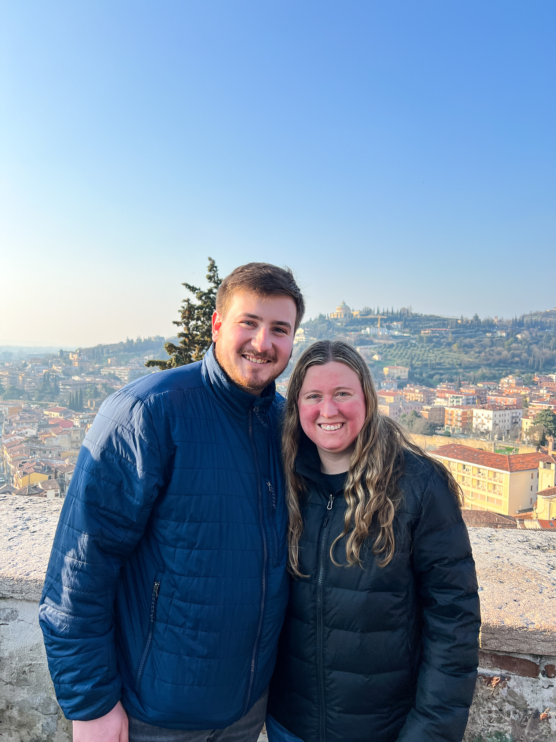 Daniel and Emilie with Verona in the background