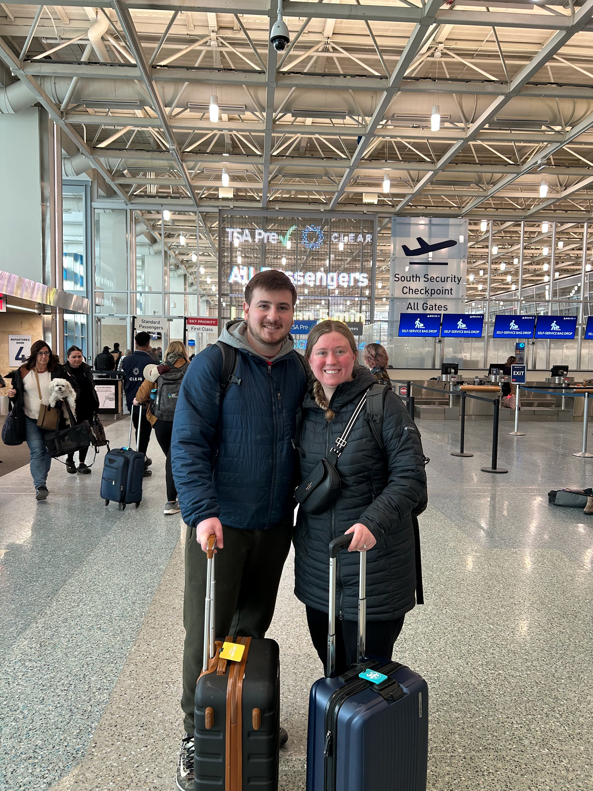 Daniel and Emilie at MSP airport about to go through security