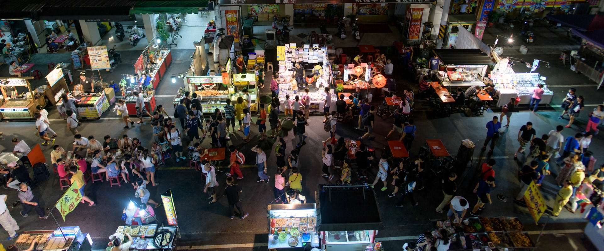 Famous Taiwan Night Market in Kaohsiung, This is the view from where we are staying at the Sunnyside Hotel.l