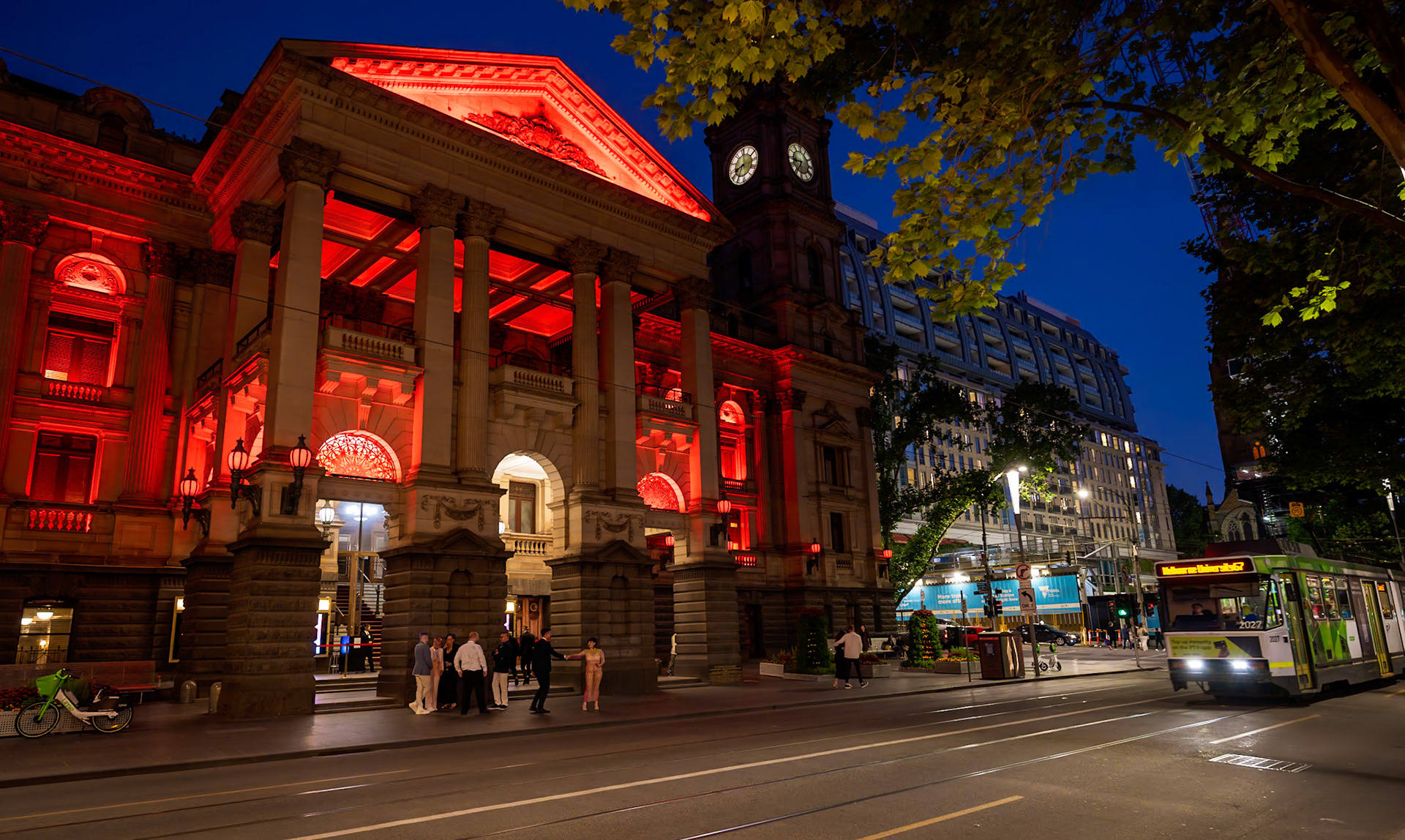Town Hall lit up for Rememberance day