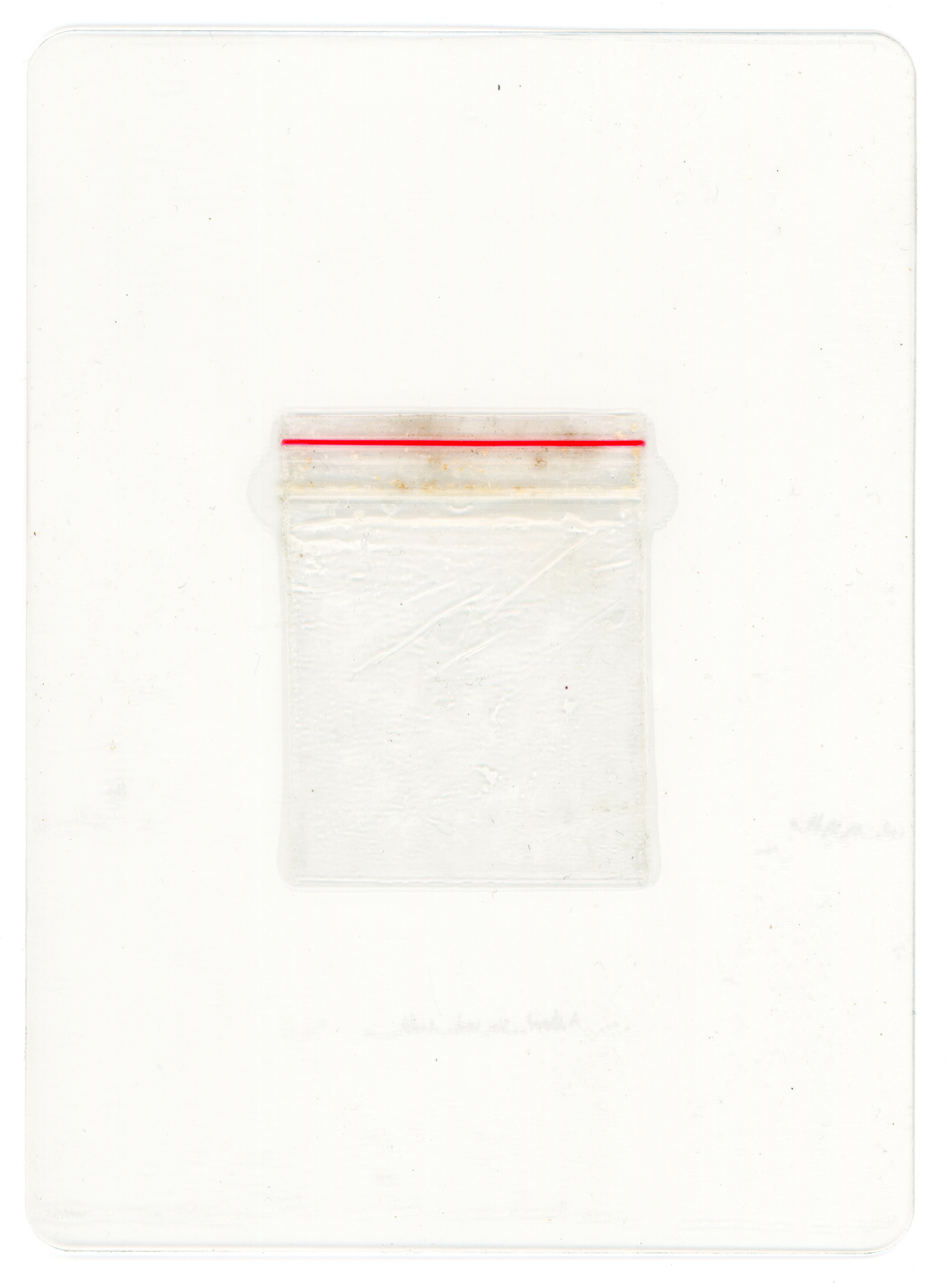 Tulio Costa. Zip Lock #5, da série Vício, 2022, embalagem plástica encontrada selada em poliéster, 13,5 × 10 cm (TC310)