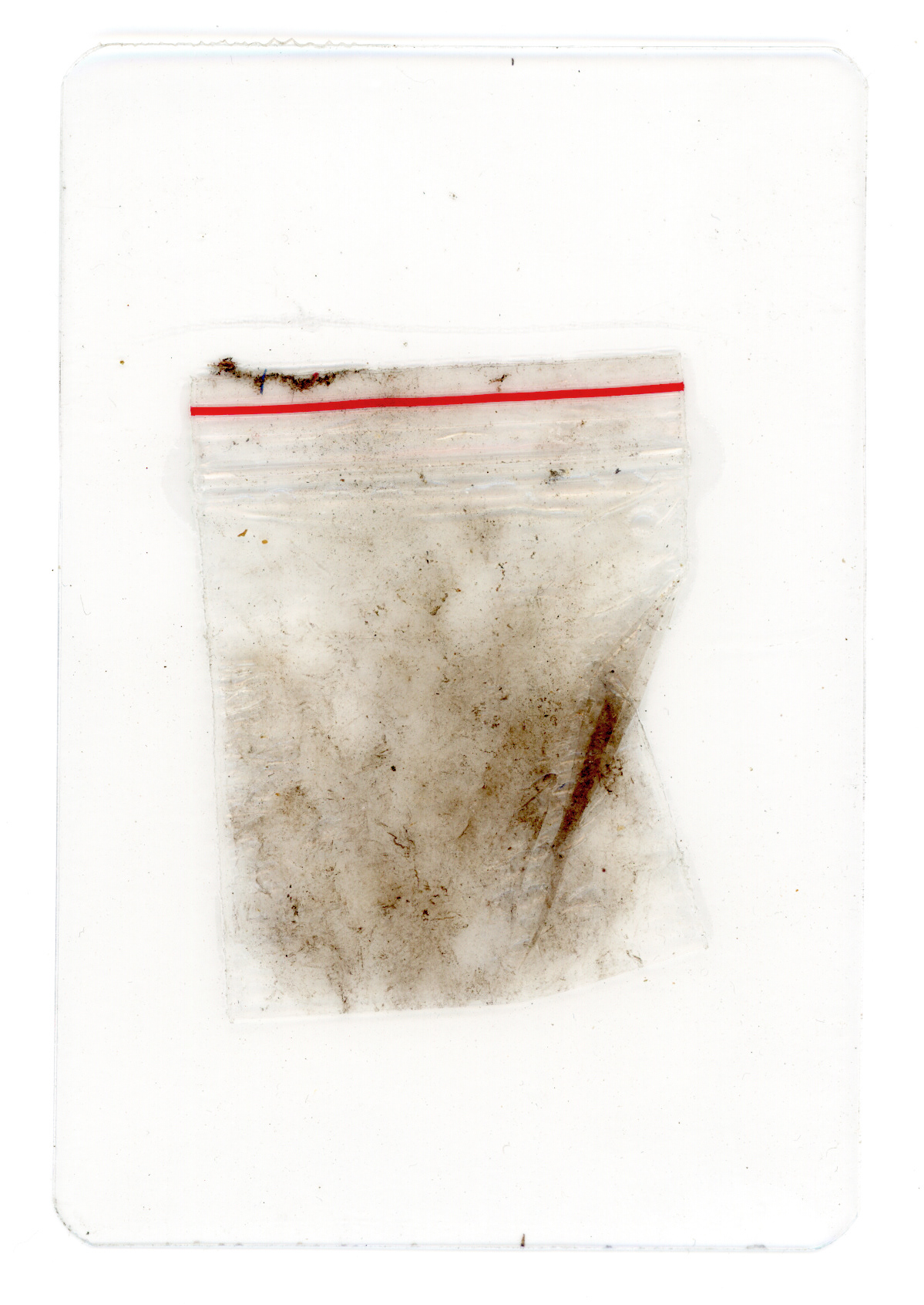 Tulio Costa. Zip Lock #13, da série Vício, 2022, embalagem plástica encontrada selada em poliéster, 10 × 6,5 cm (TC318)