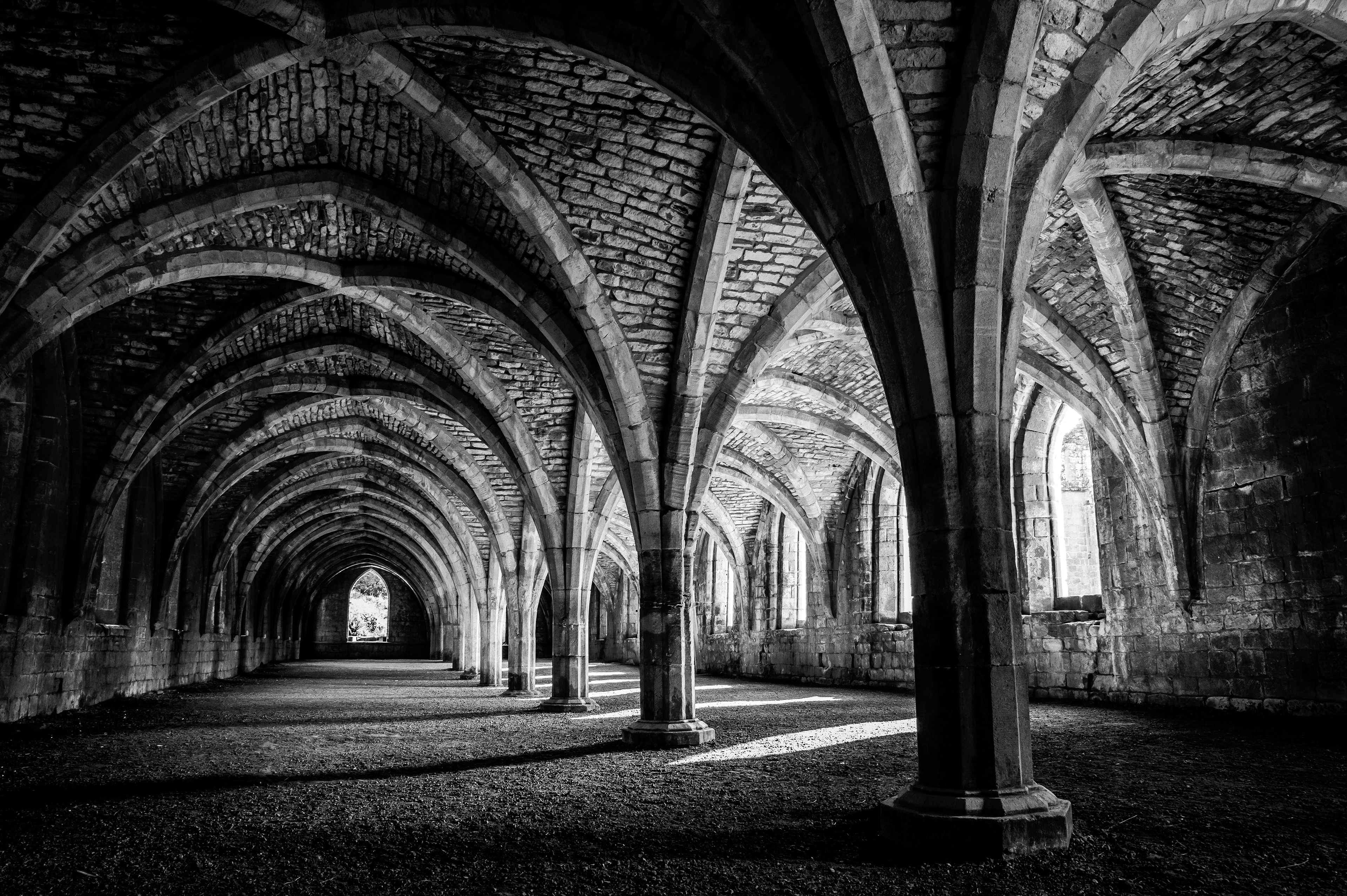 Fountains Abbey Cellarium B&W
