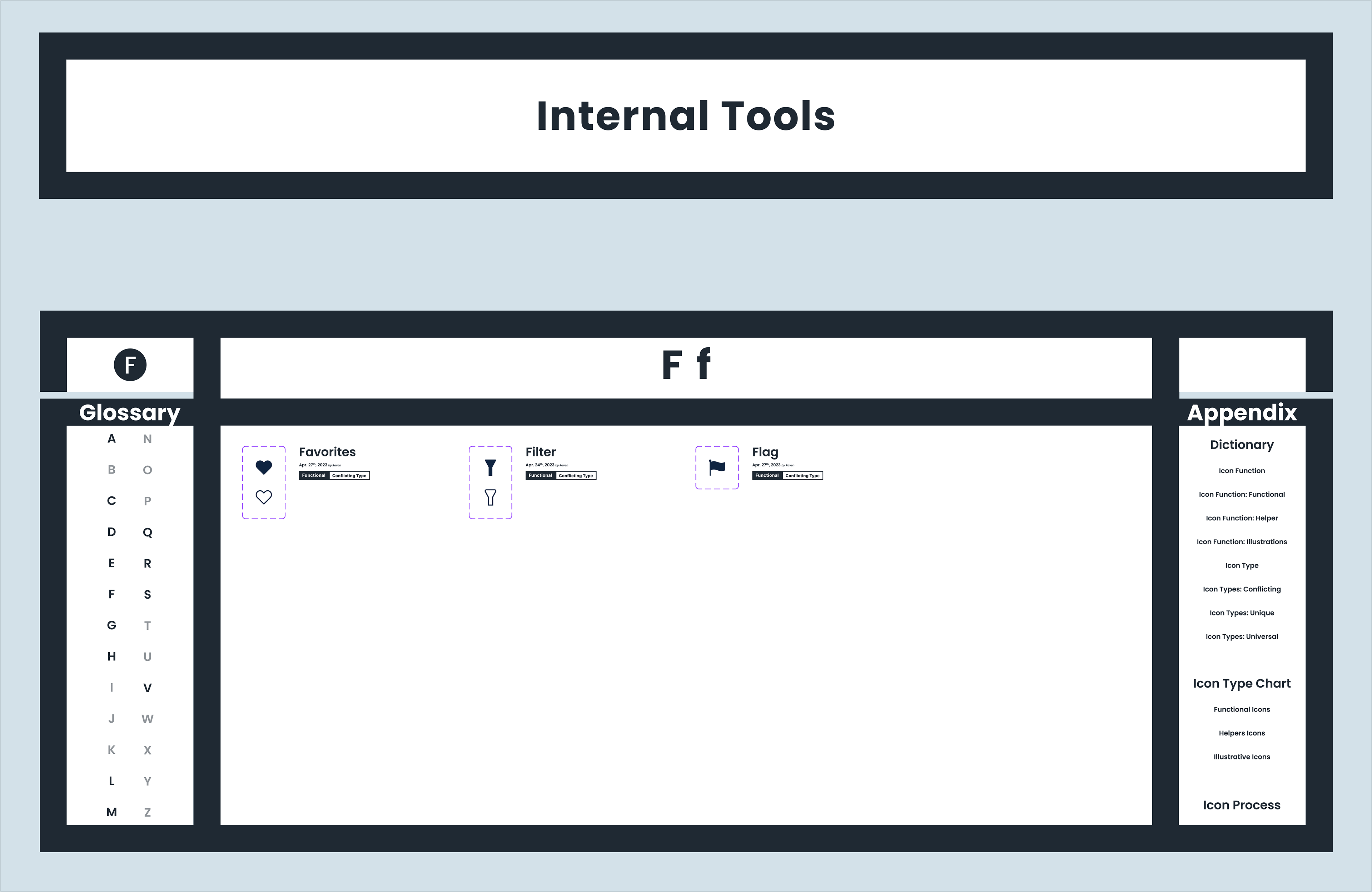 Example of the Internal Tools Icon Library