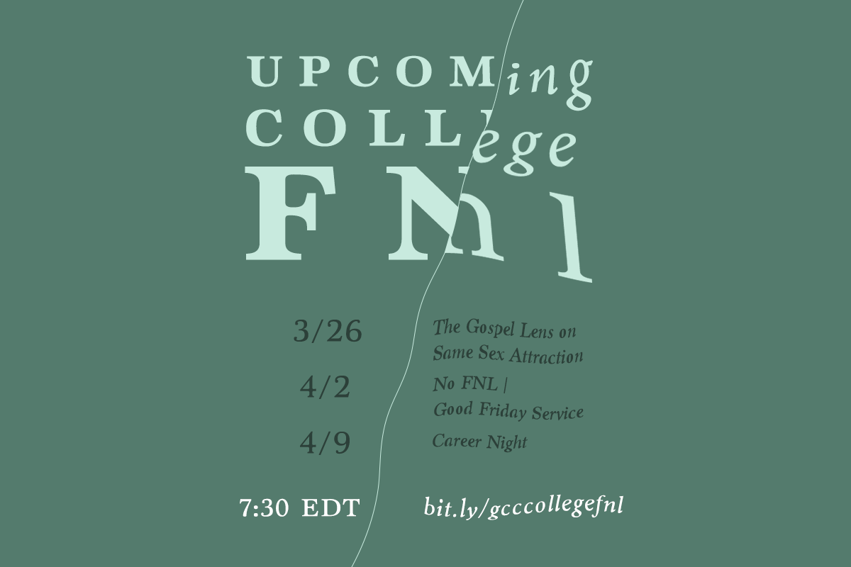 (Mar 2021) Graphic promoting Friday night service for GCC. Photoshop.