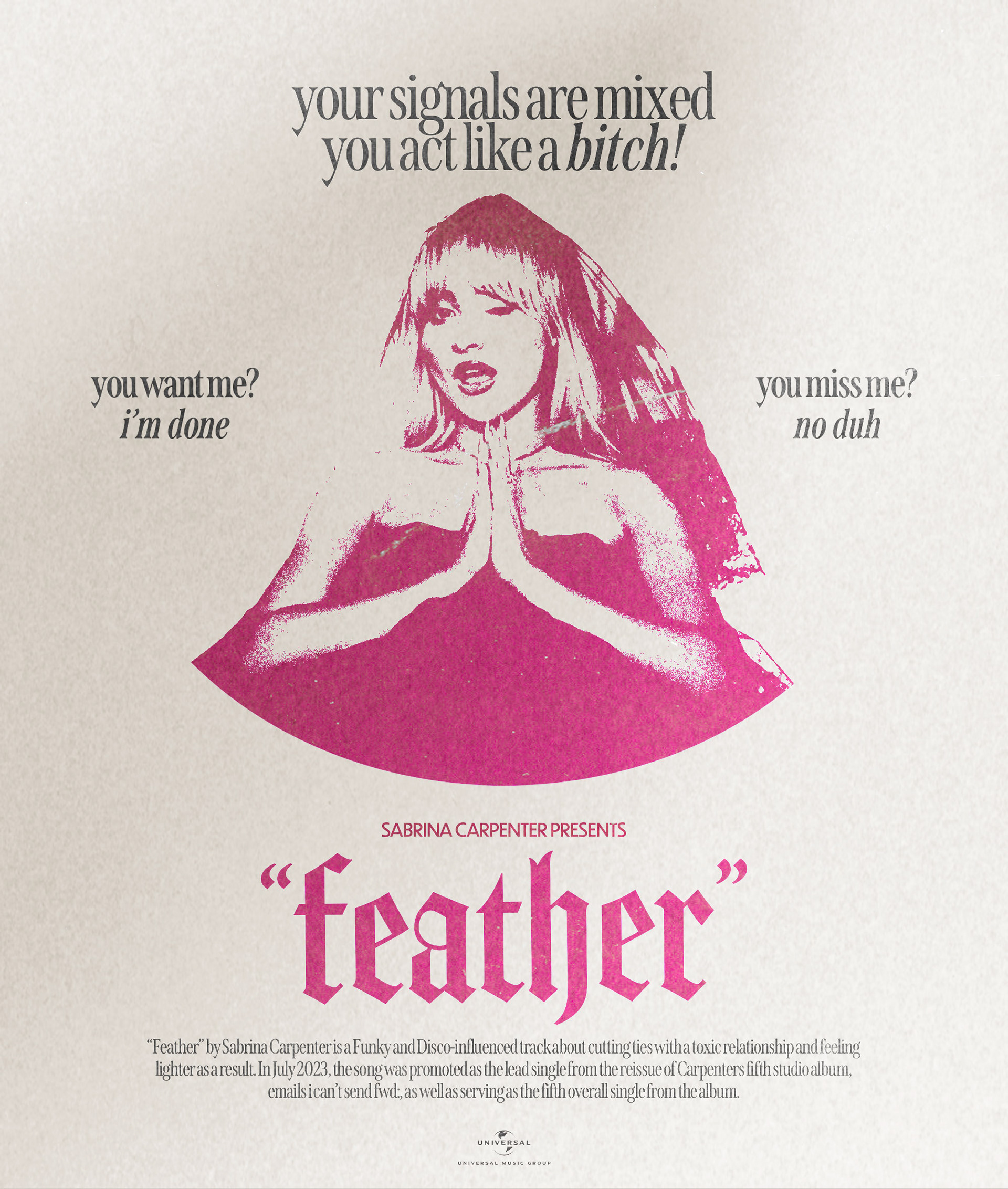 Sabrina Carpenter "Feather" Song Poster