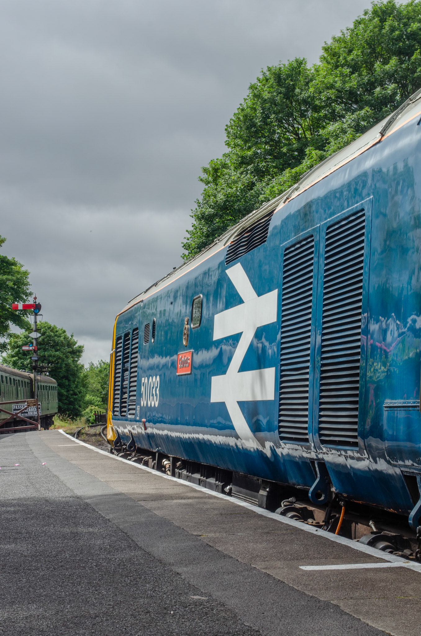 50033 "Glorious" awaits the road to depart Bridgnorth