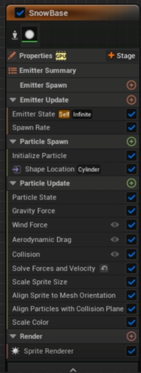 Snow emitter created by template emitter